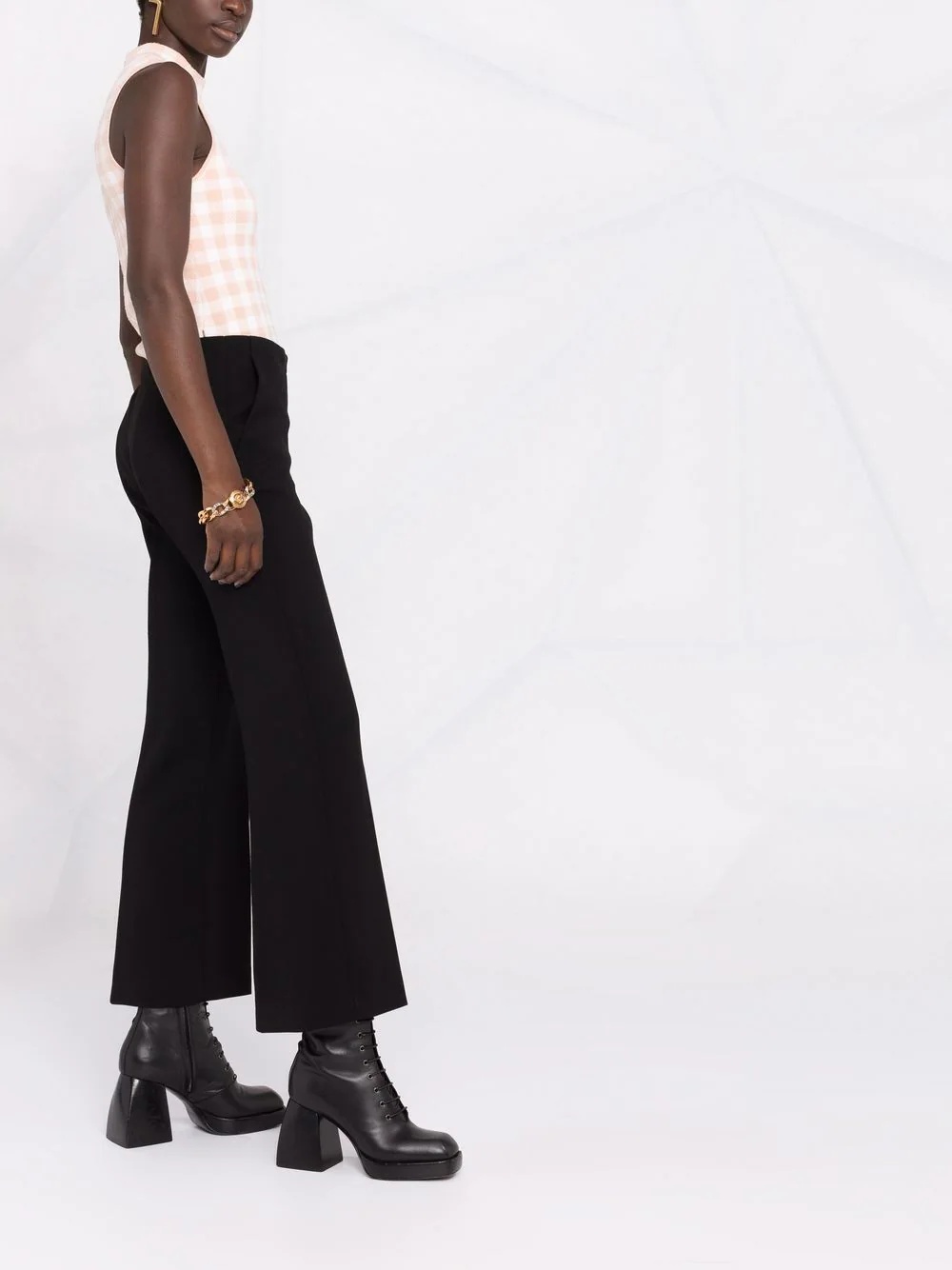 mid-rise flared trousers - 6
