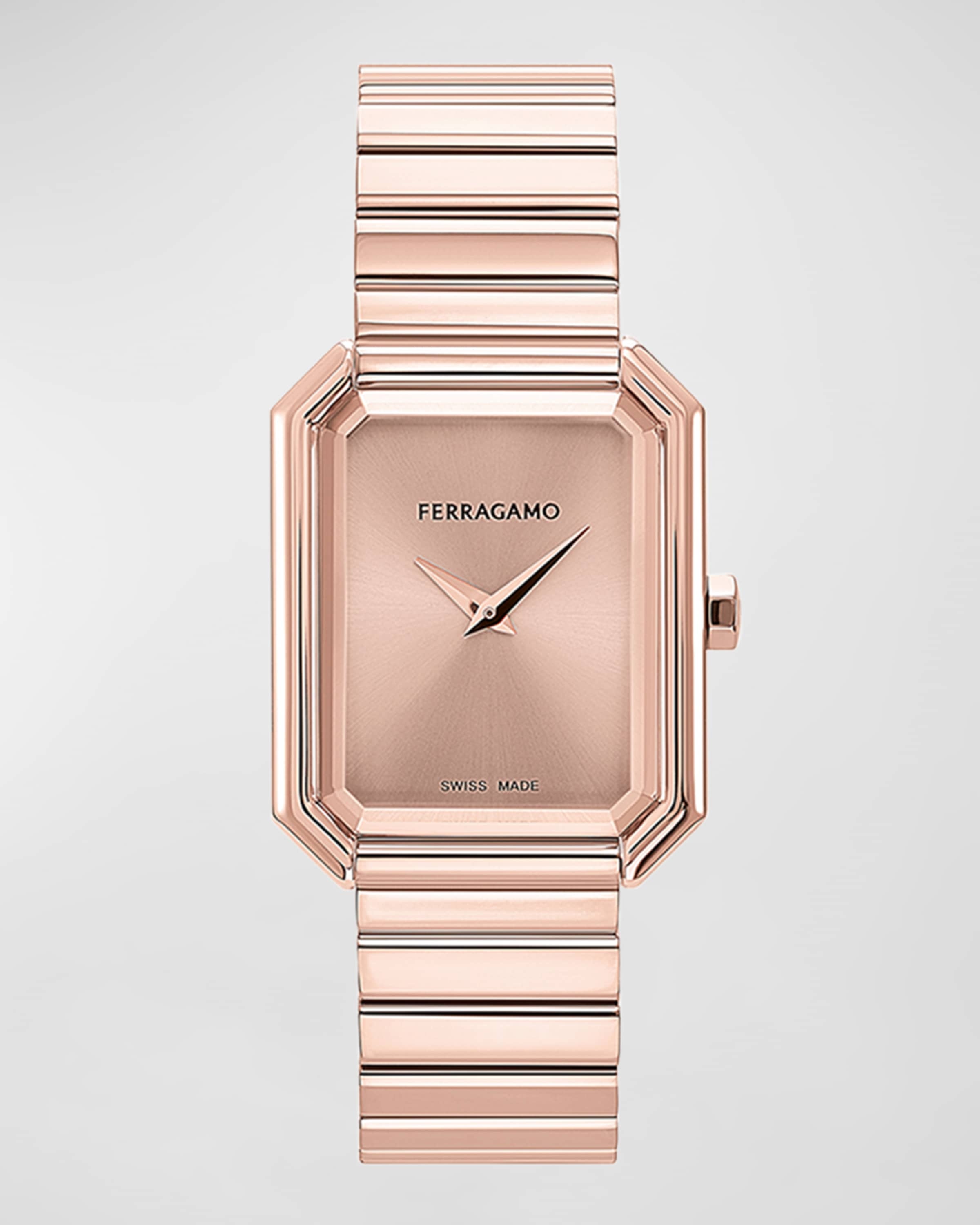 26.5x33.5mm Ferragamo Crystal Watch with Rose Gold Dial - 1