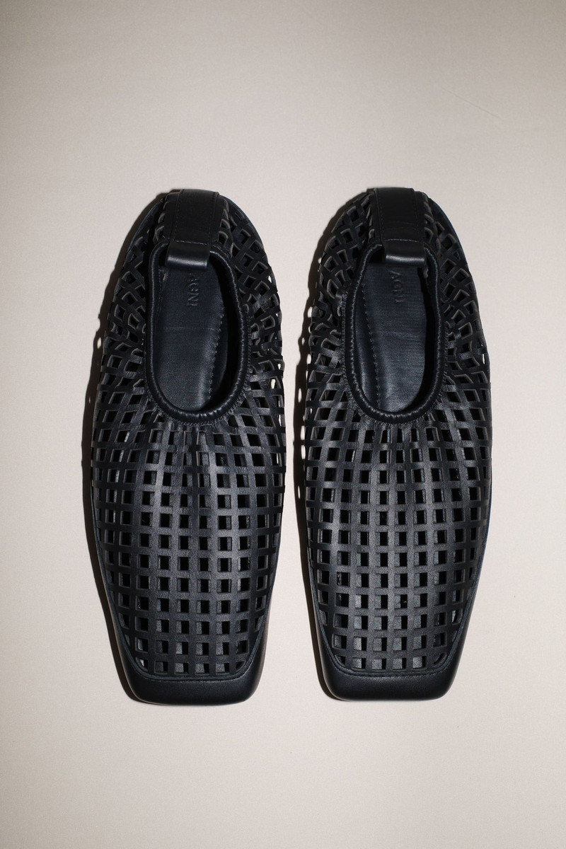 Perforated Square Toe Flat - Black 7