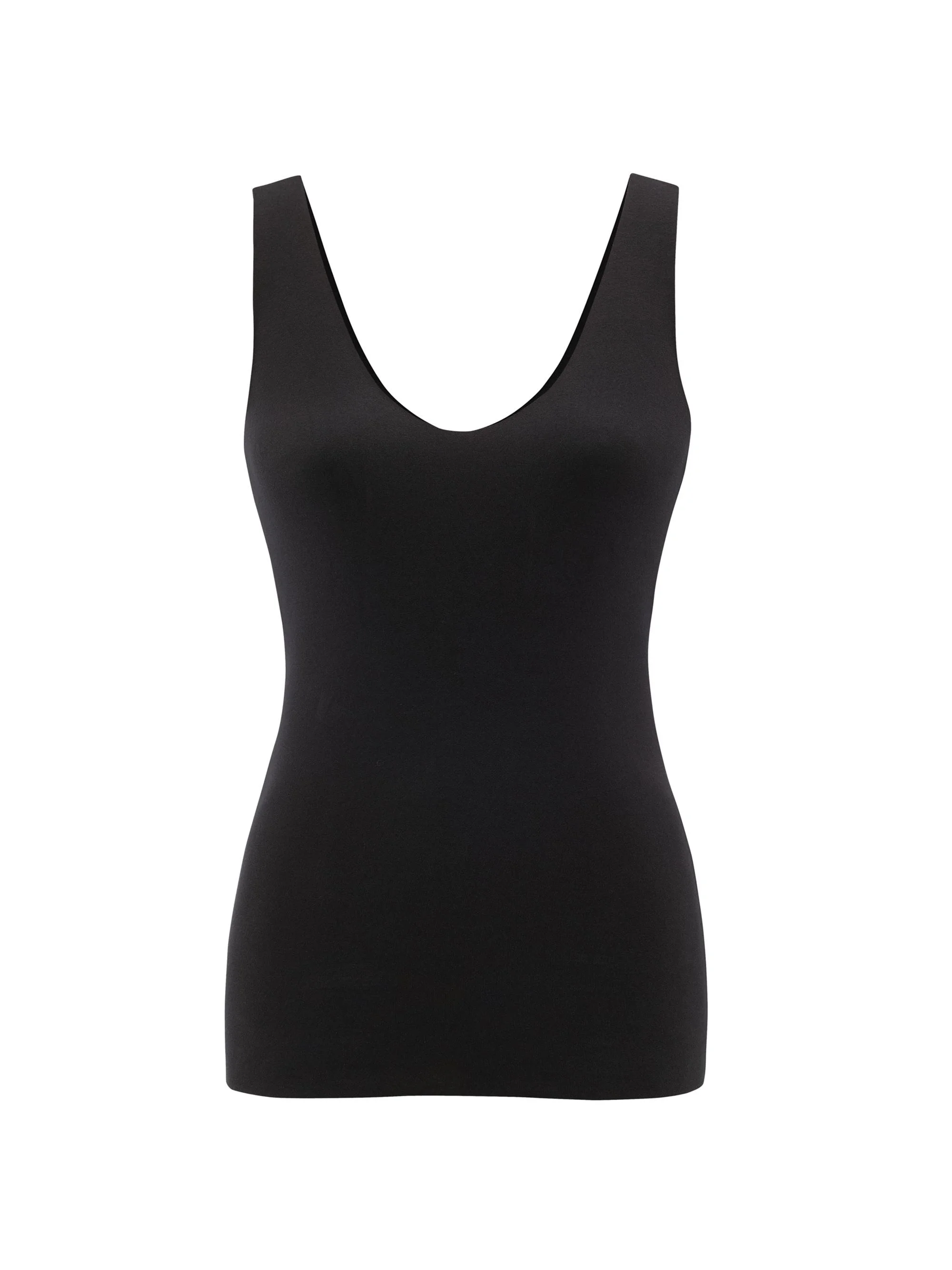 Women's Cotton-Blend Scoopneck Tank - Black - 1