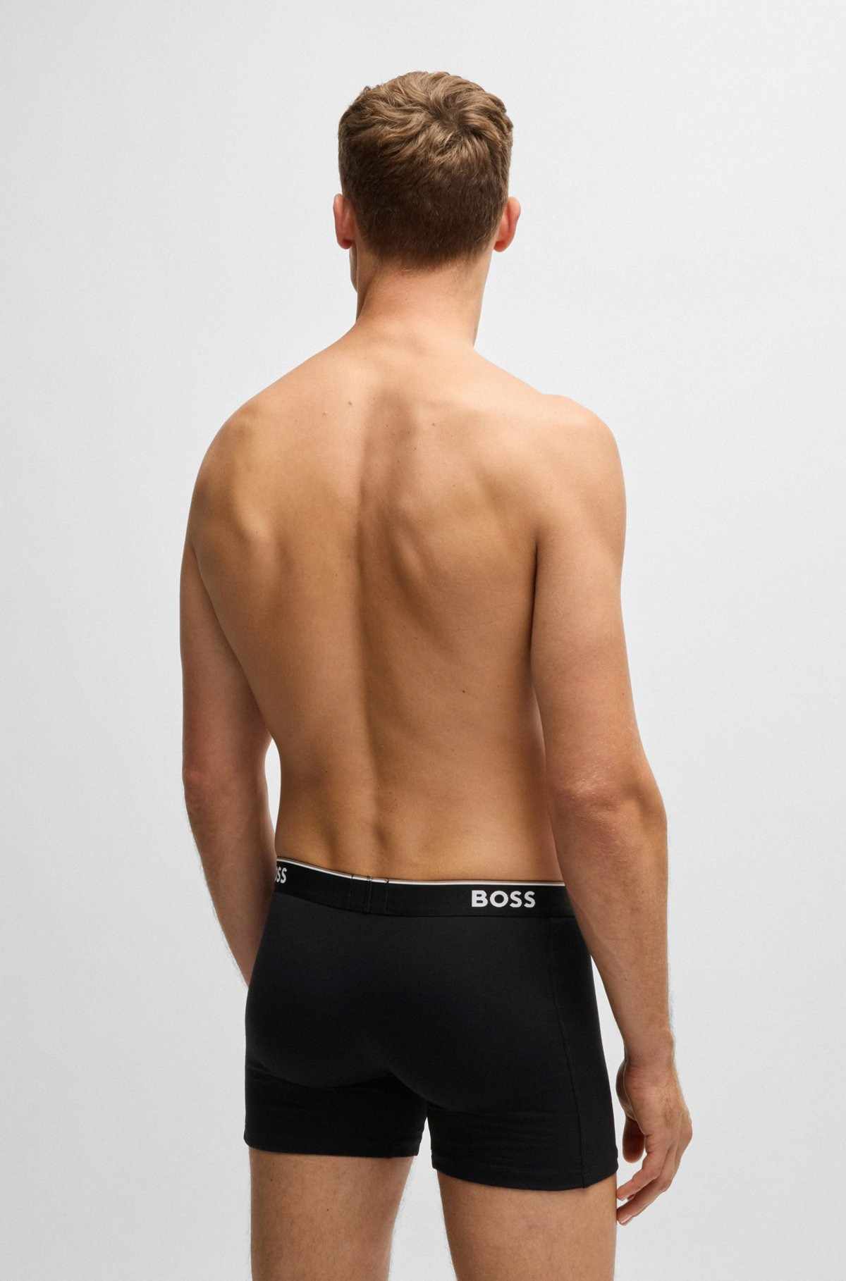 THREE-PACK OF STRETCH-COTTON BOXER BRIEFS WITH LOGOS - 3
