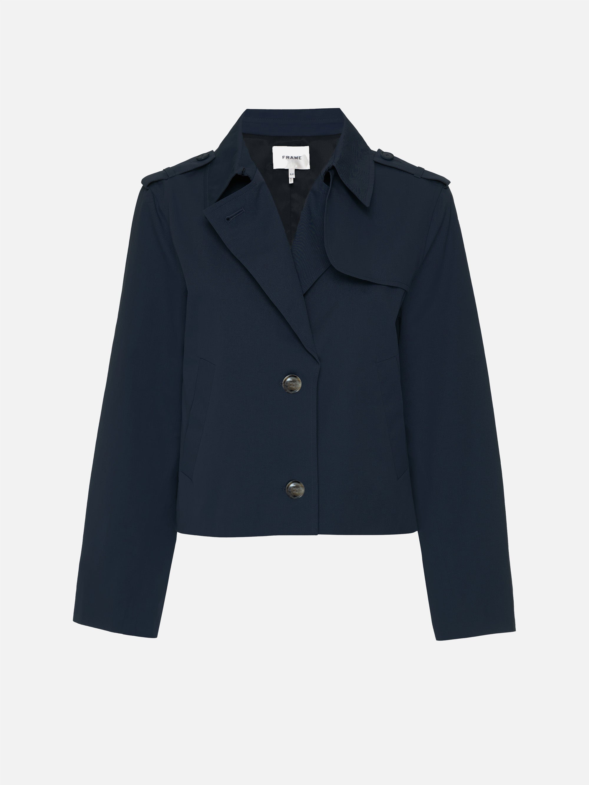 Short Trench Jacket in Navy - 1