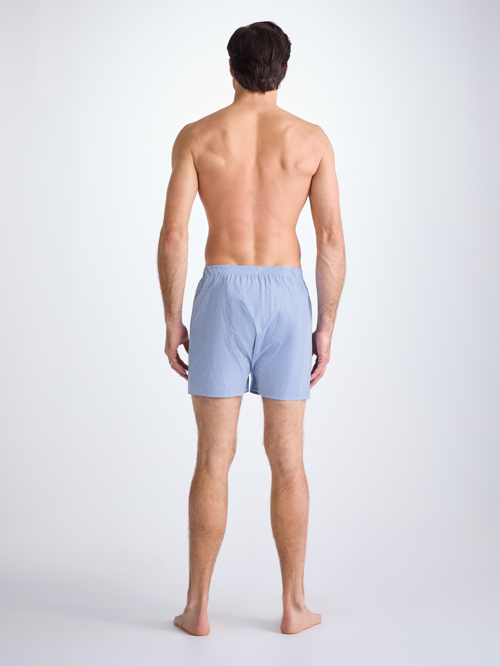 Men's Classic Fit Boxers Gingham Cotton Blue - 5