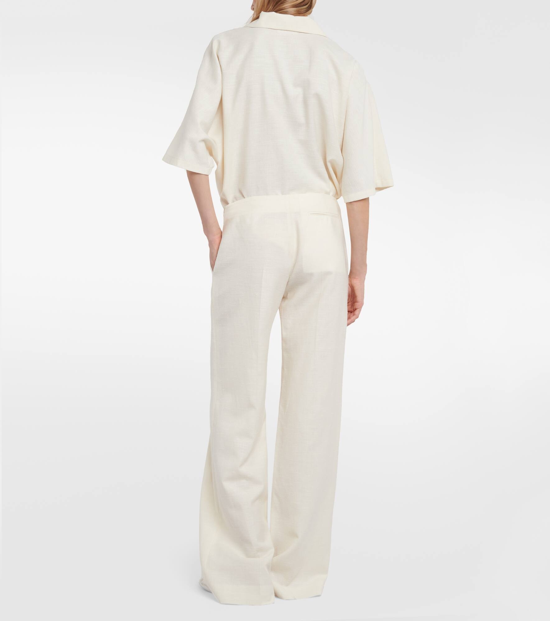 Foulard wool, silk and linen straight pants - 3