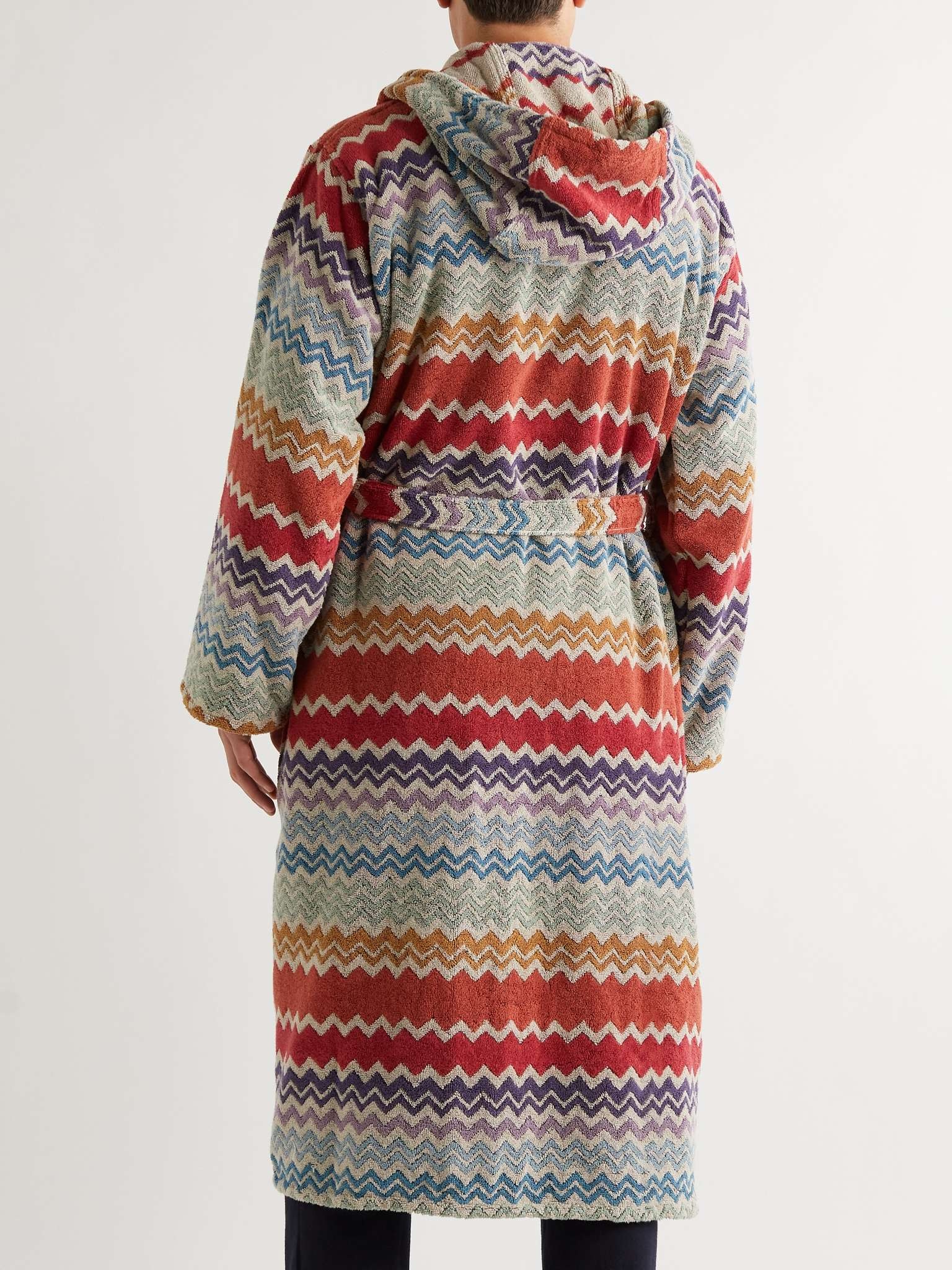 Rufus Cotton-Terry Jacquard Hooded Robe - 3