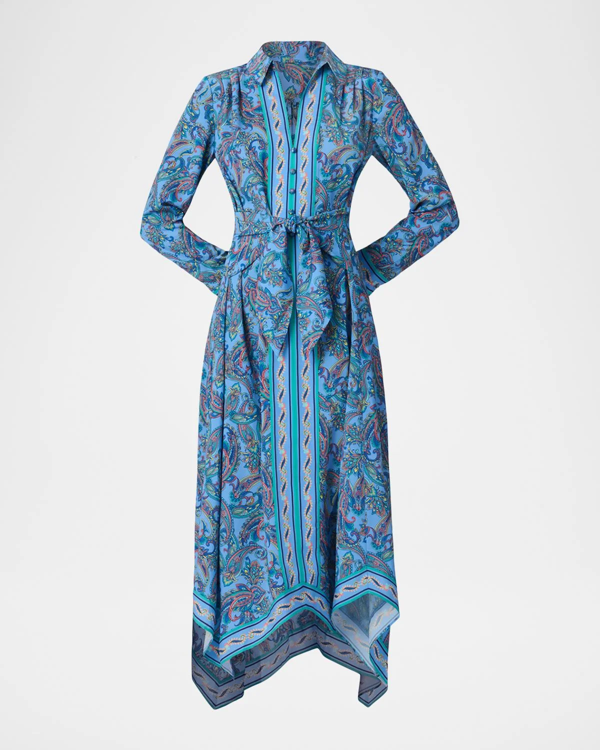 Adair Paisley-Print Handkerchief Midi Dress - 1