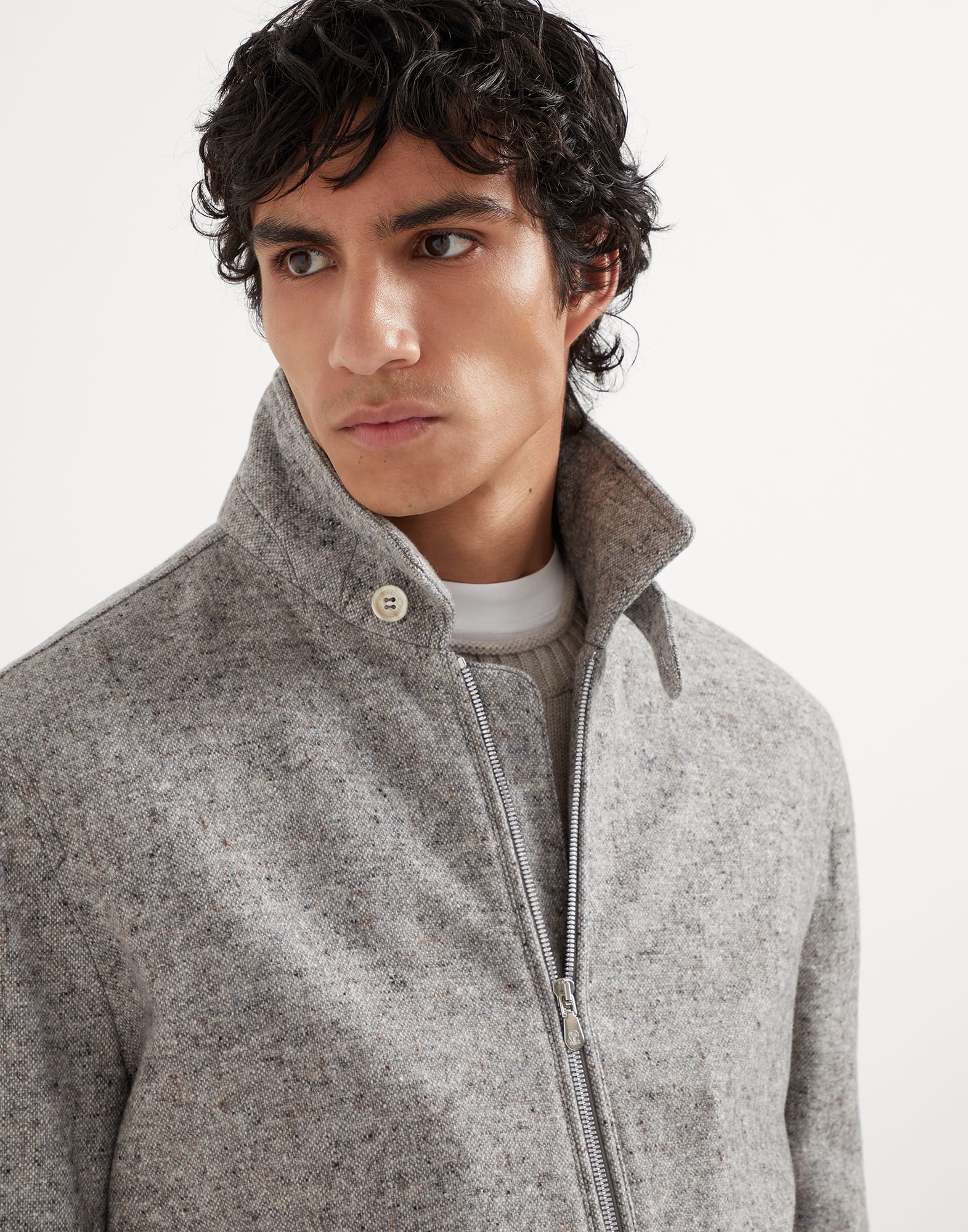Virgin wool and silk donegal bomber jacket with Themore® padding - 3