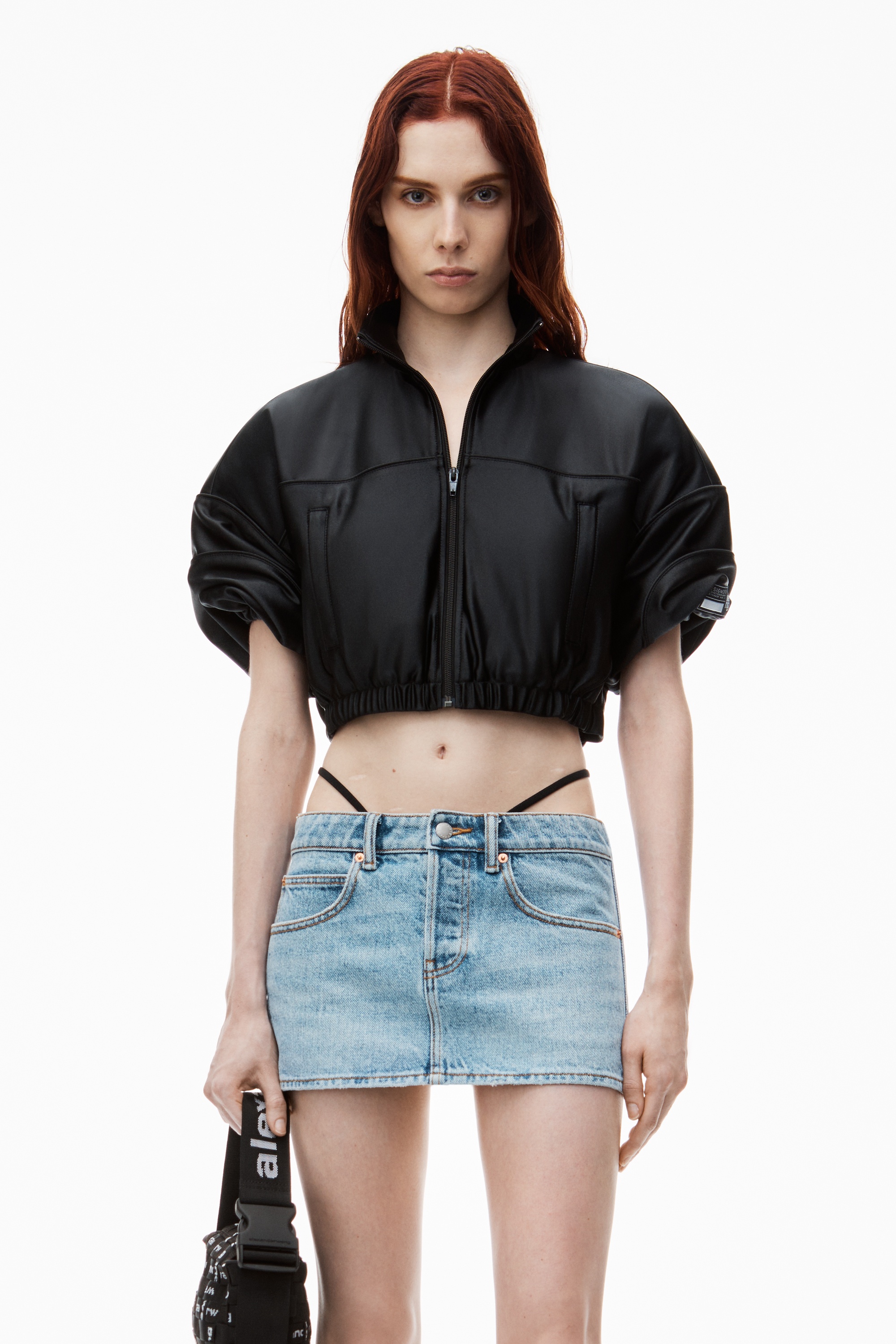 Mini Skirt with Pre-Style Logo Diamante Thong - 6