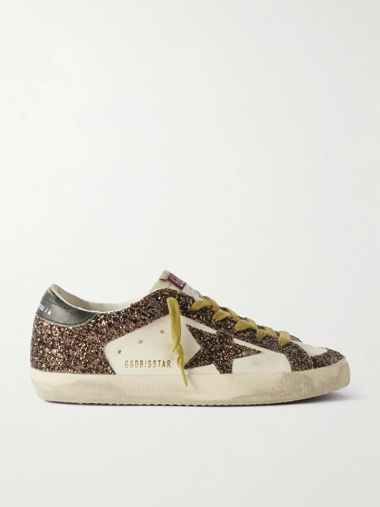 Super-star Distressed Glittered Leather Sneakers - 1
