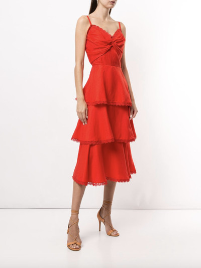 Marchesa TWISTED TIERED LINEN DAY DRESS outlook