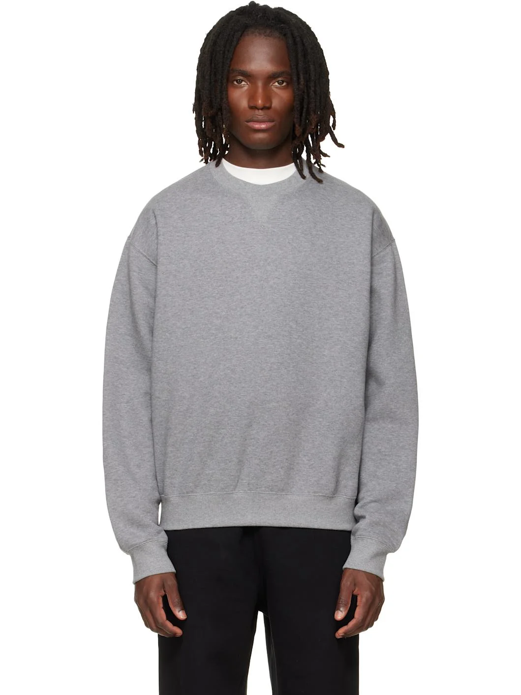 Gray Cotton Crew-Neck Sweatshirt - 1