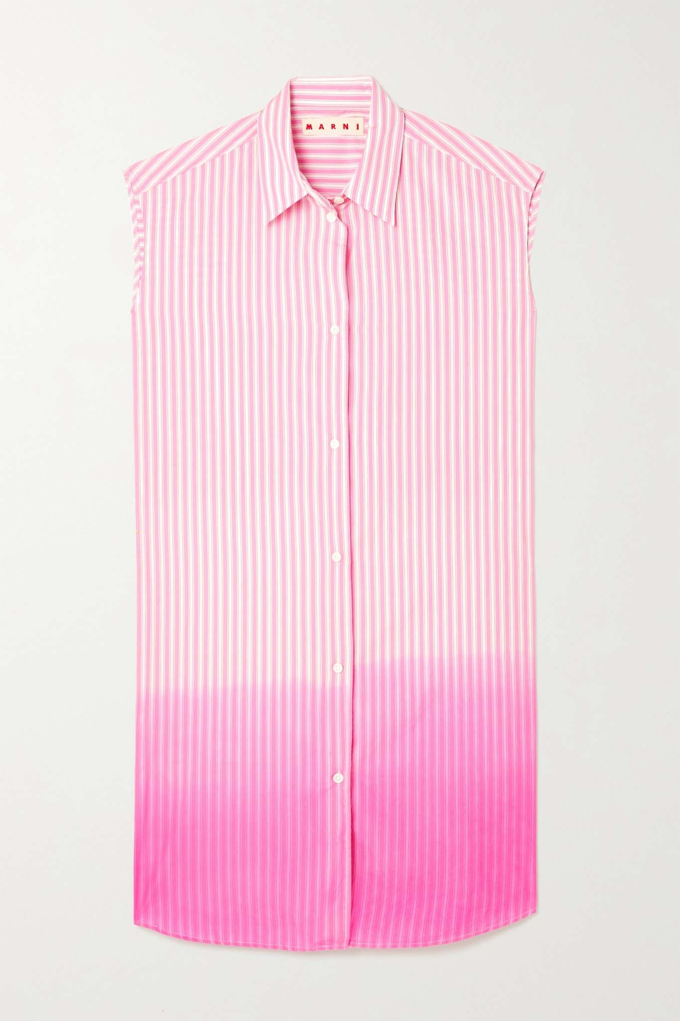 Asymmetric striped dégradé cotton-poplin shirt - 1