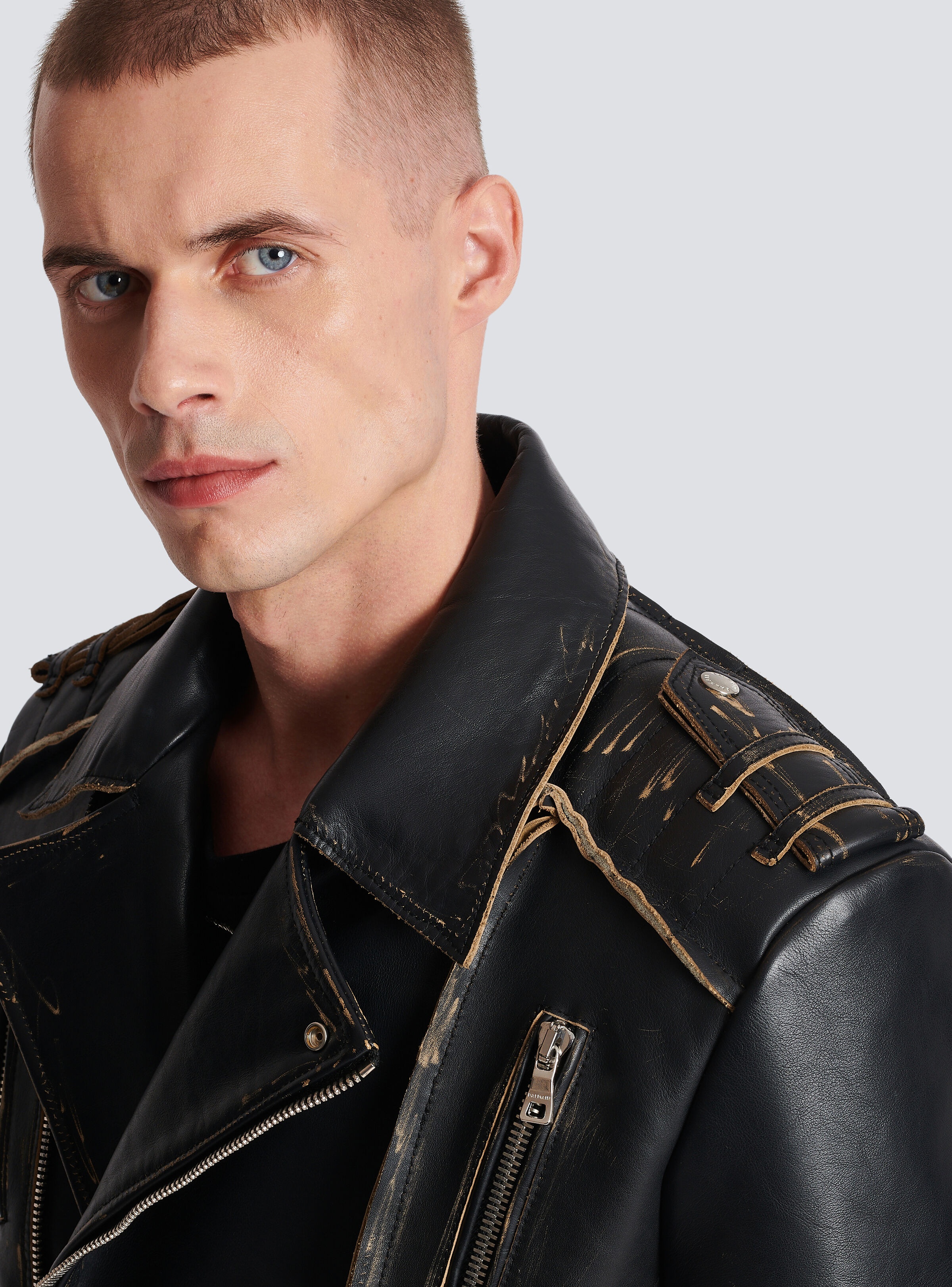 Deconstructed leather biker jacket - 7