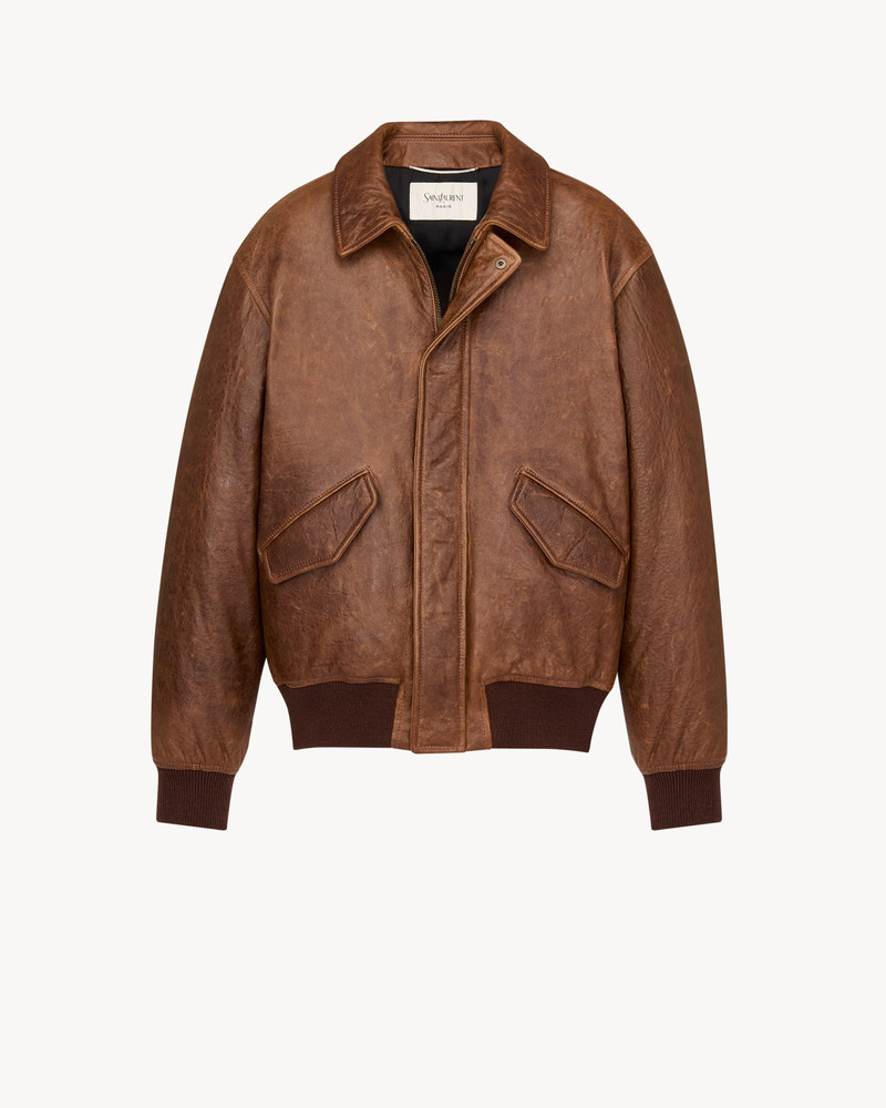 SAINT LAURENT BOMBER JACKET IN VINTAGE GRAINED LAMBSKIN outlook