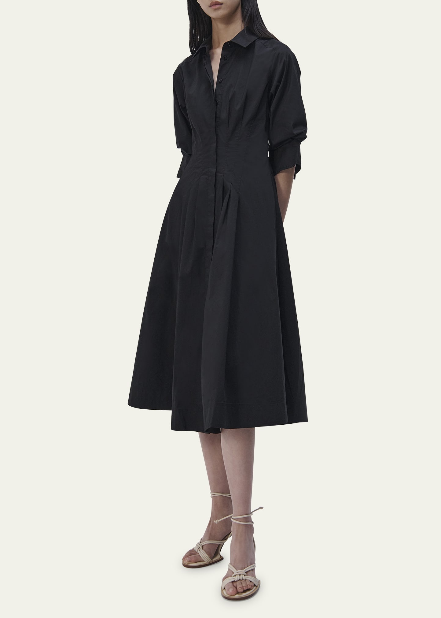 Jazz Core Cotton Poplin Pintuck Midi Dress - 4