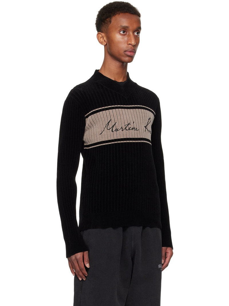 Black Chenille V-Neck Sweater 2