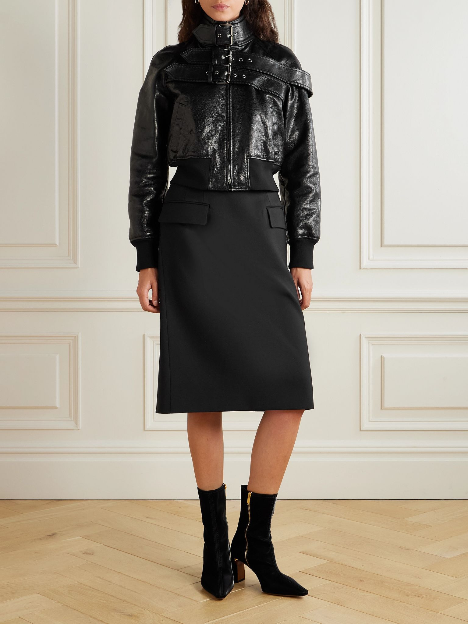 Wool-blend twill skirt Black - 2