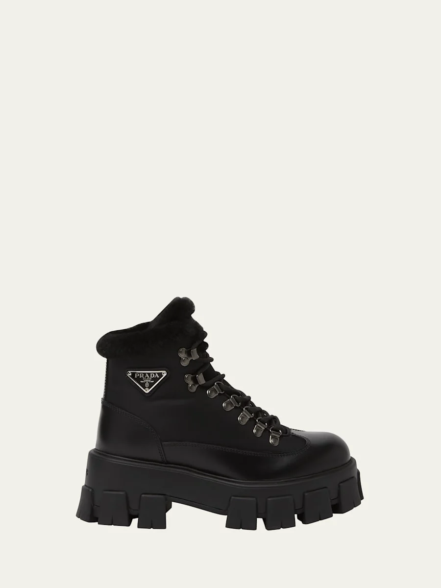 Monolith Nylon Shearling Hiker Boots - 1