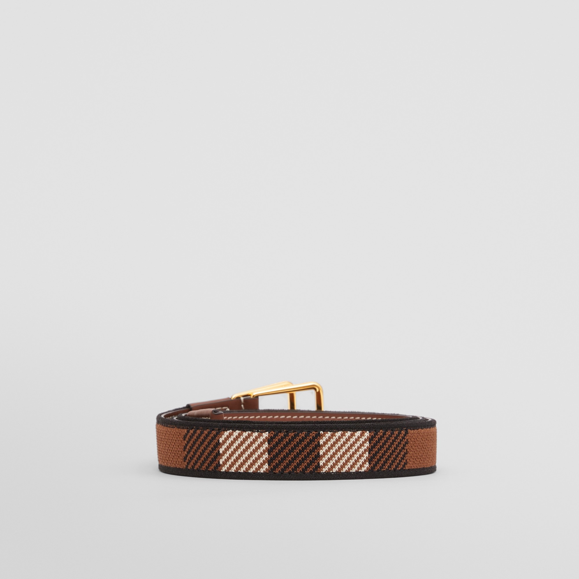 Exaggerated Check and Leather Belt - 5