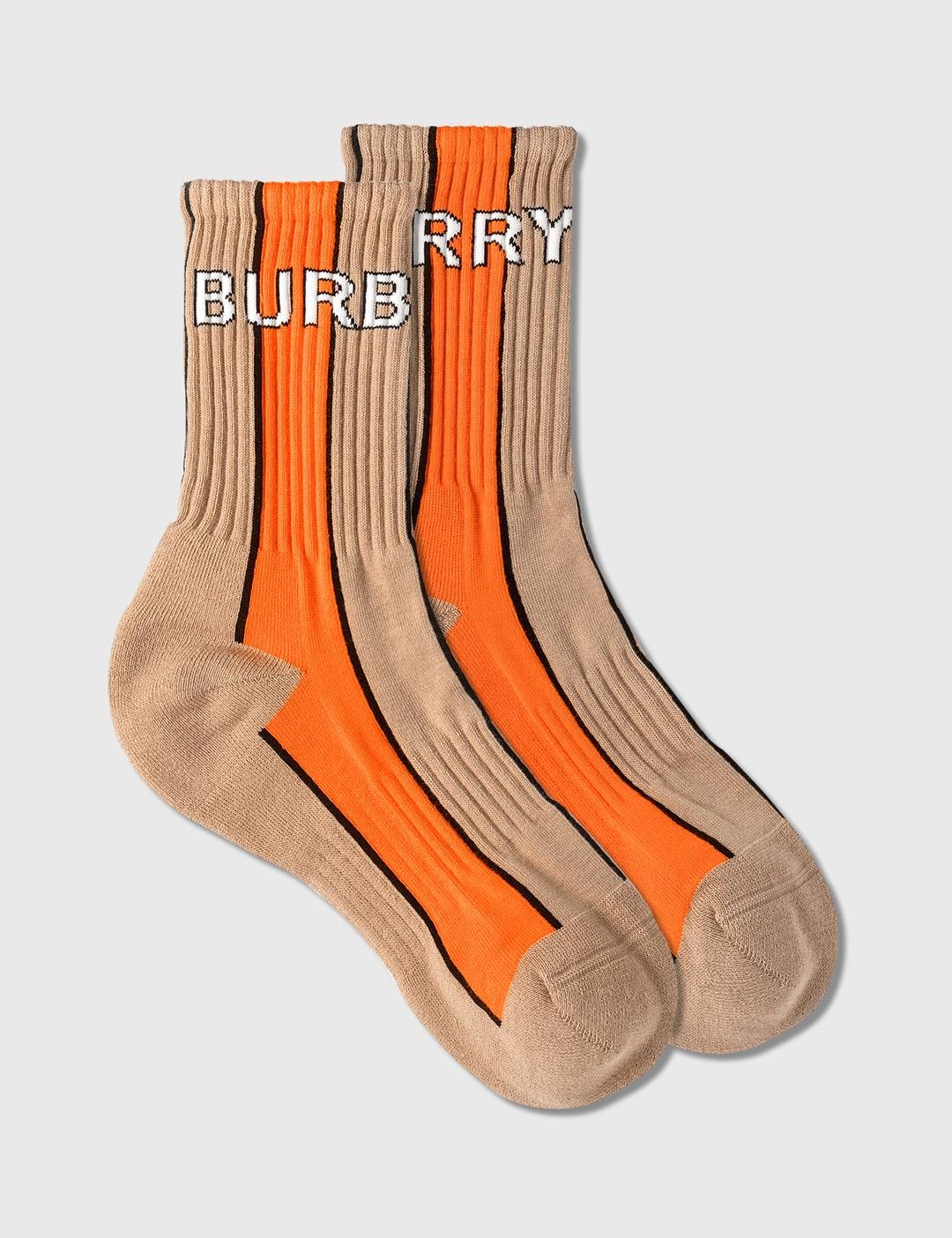 Logo Intarsia Striped Cotton Blend Socks - 4