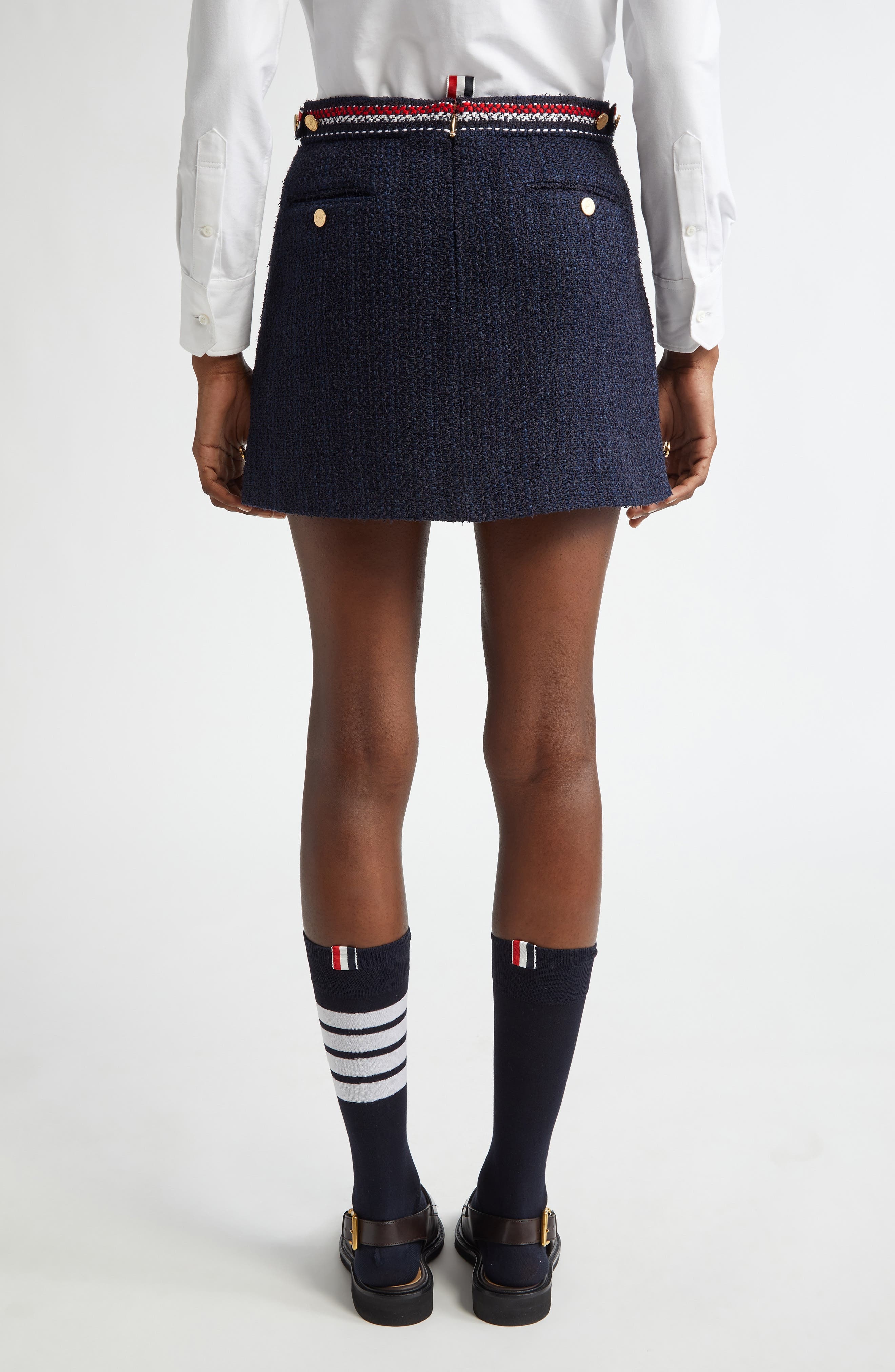 Thom Browne Side Tab Tweed Miniskirt in Navy at Nordstrom - 3