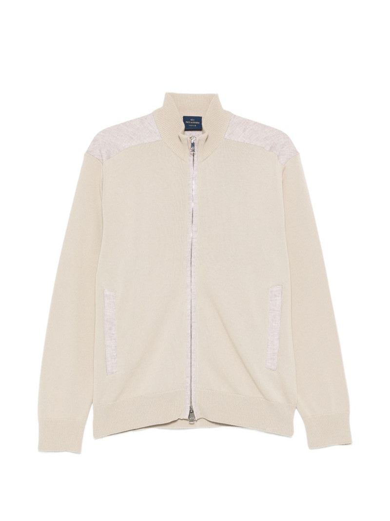 zip-up shoulder-panelled cardigan 1