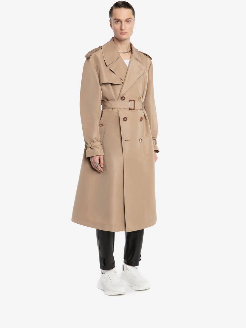 Mcqueen Graffiti Trench Coat in Black/beige - 3