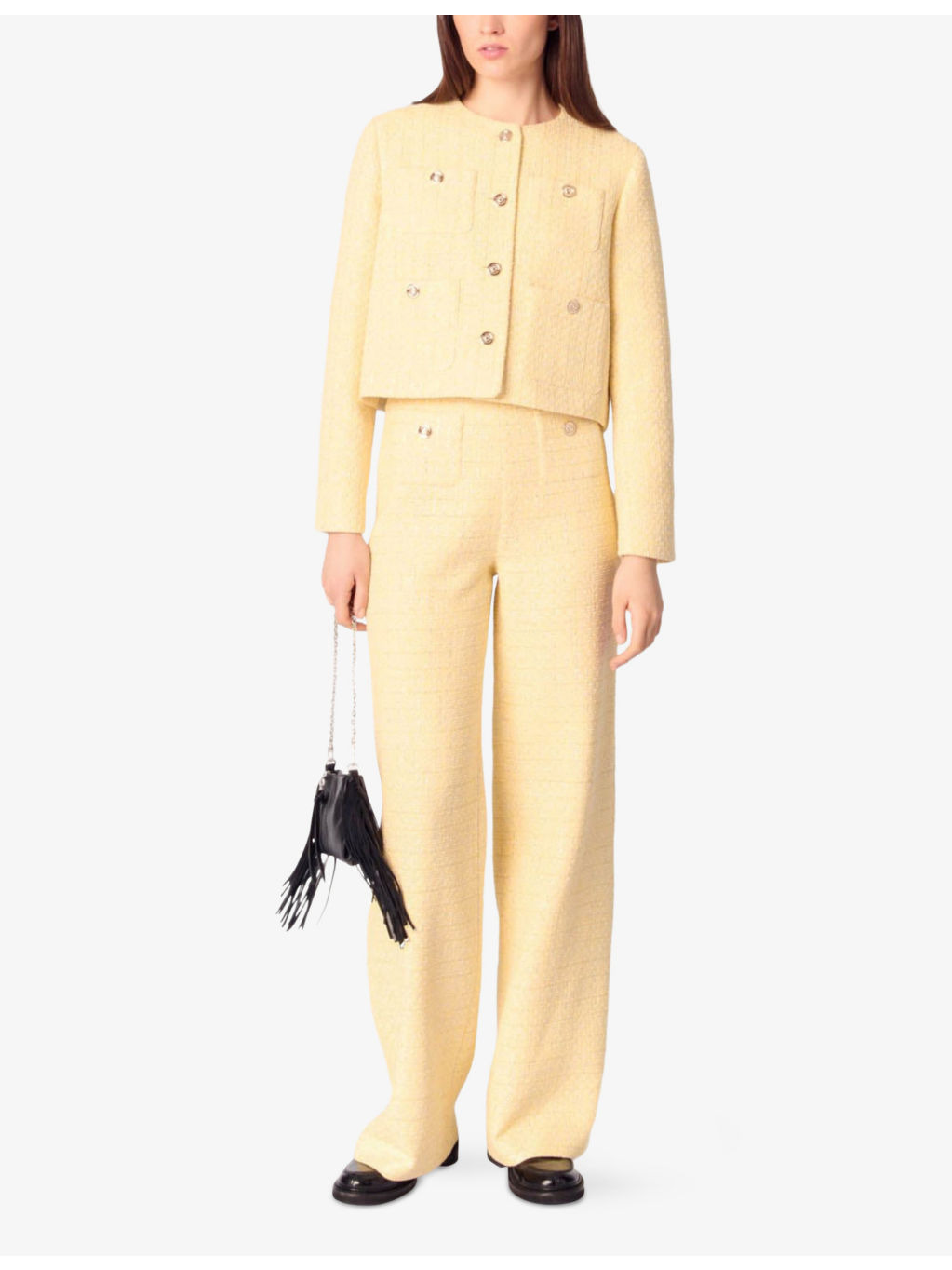Patch-pocket straight-leg tweed trousers - 2