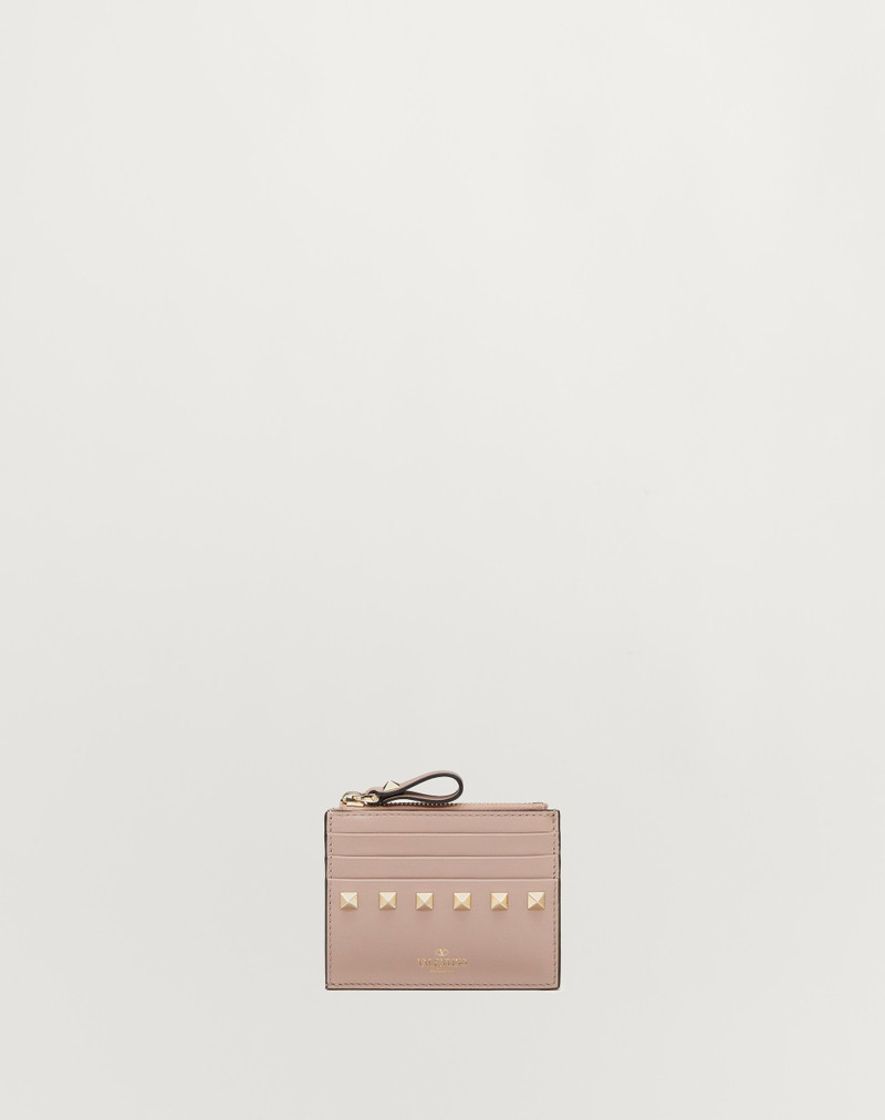 ROCKSTUD CALFSKIN CARDHOLDER WITH ZIPPER 1