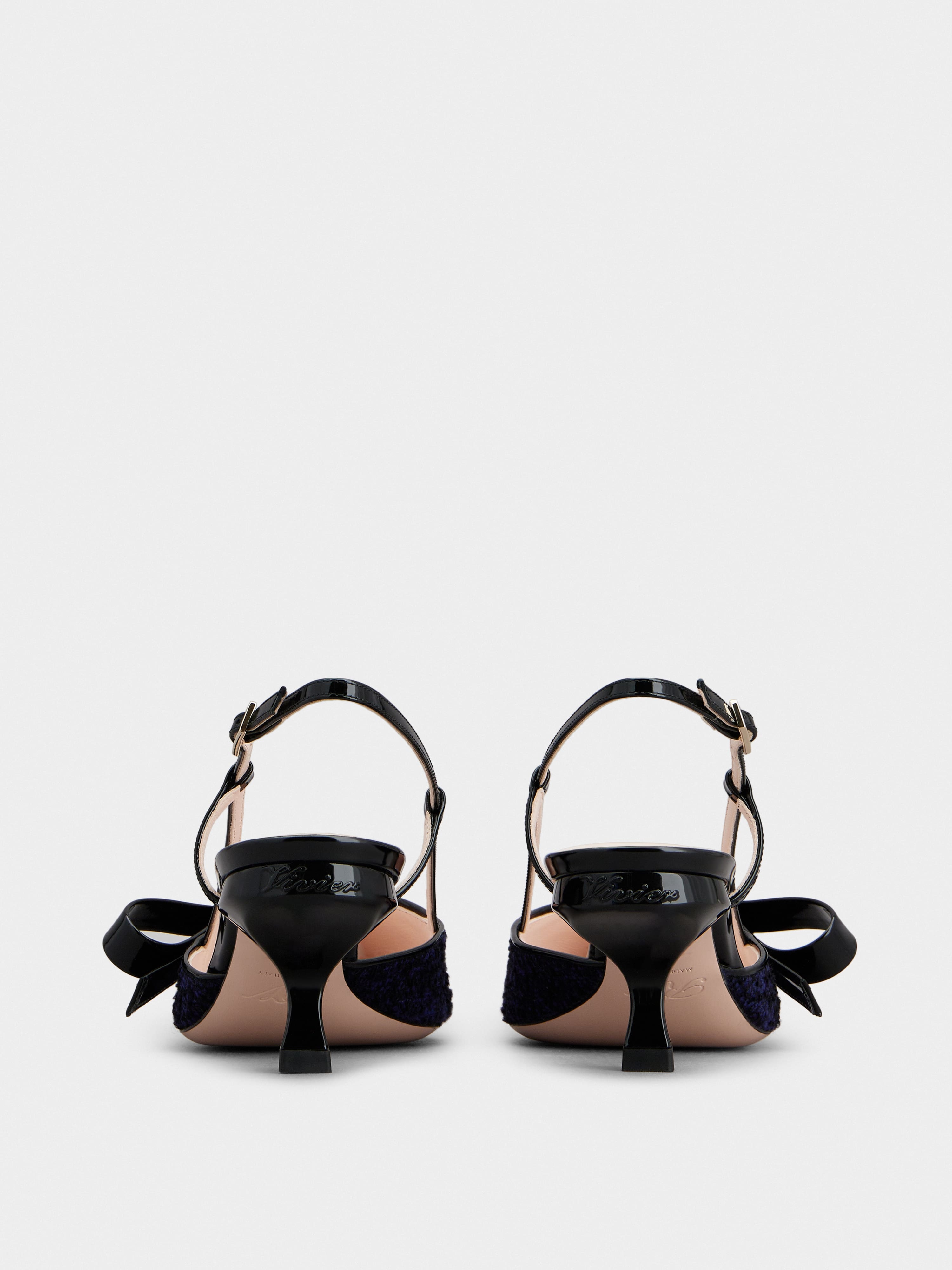 Virgule Bow Slingback Pumps in Fabric - 5