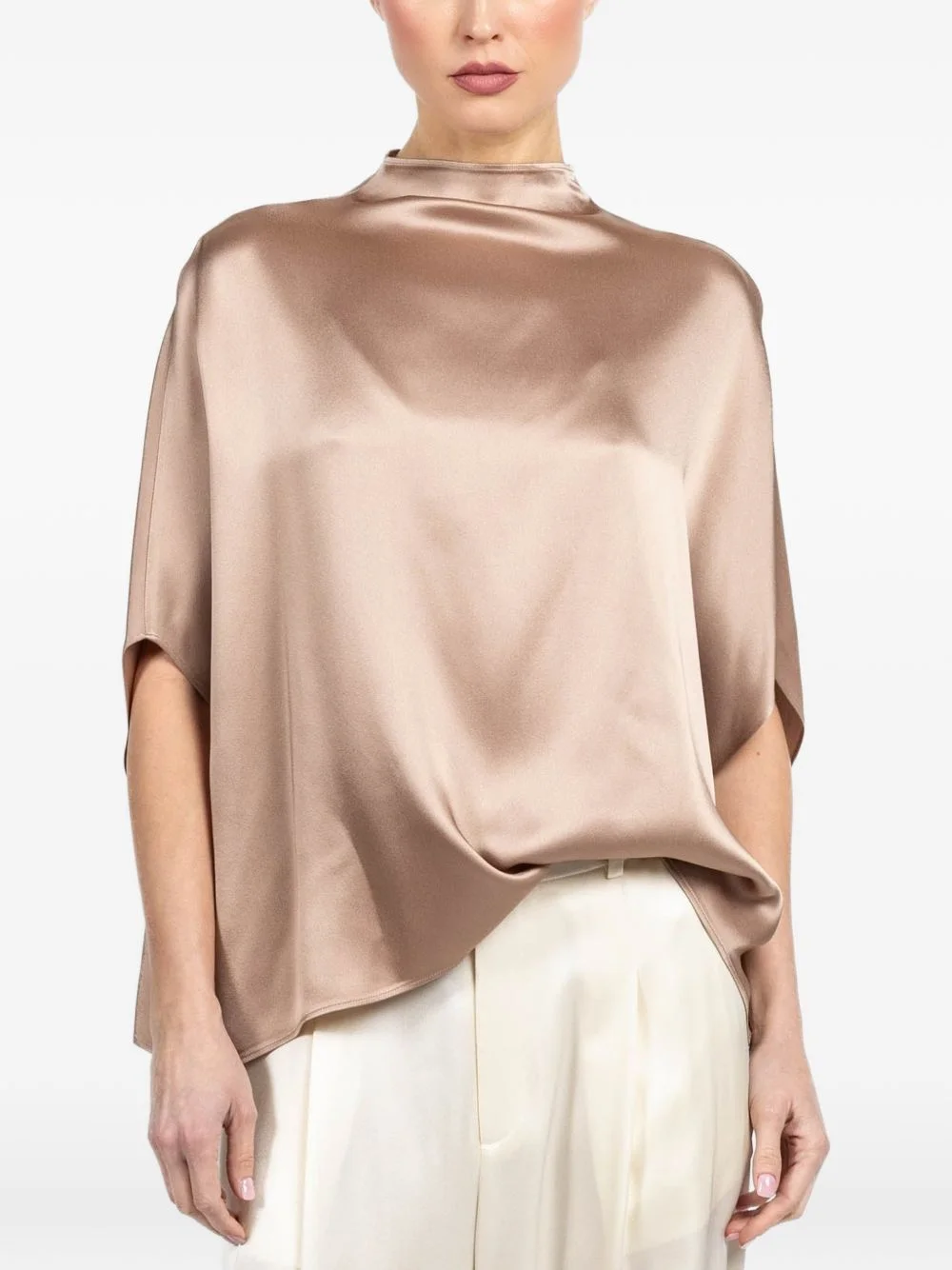 satin cape blouse - 1