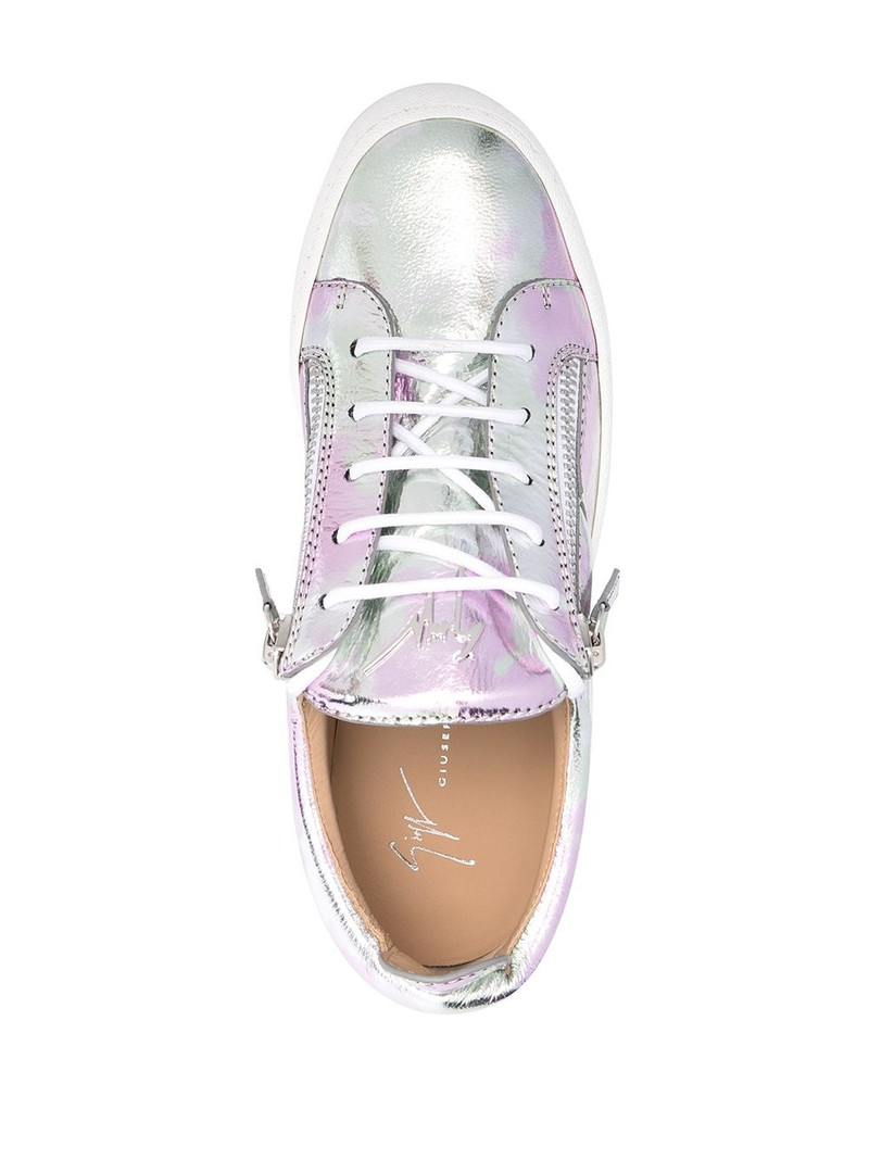 metallic leather low-top sneakers 4