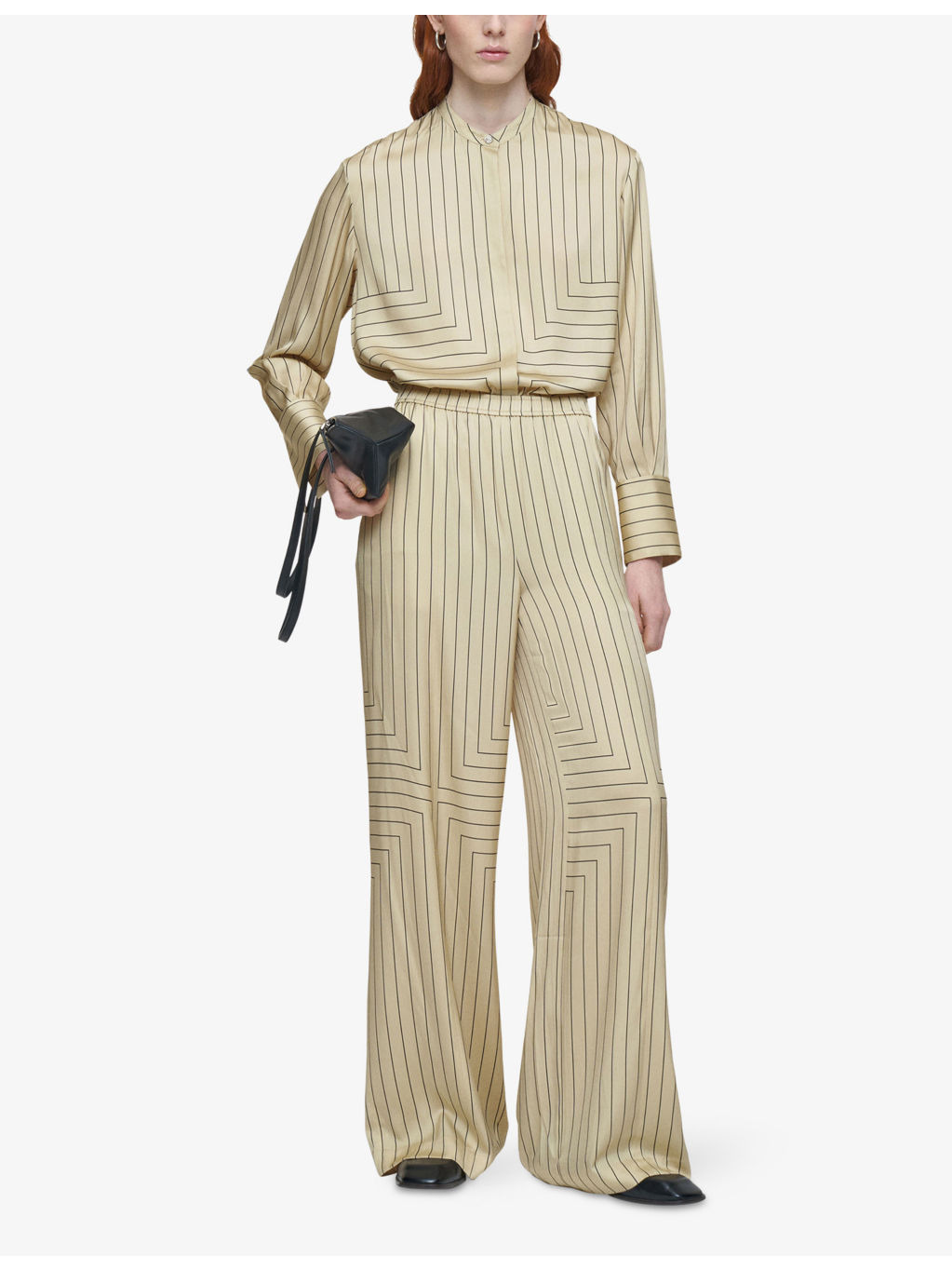 Hulin Geometric-Stripe Wide-Leg Mid-Rise Stretch Silk-Blend Trousers - 2