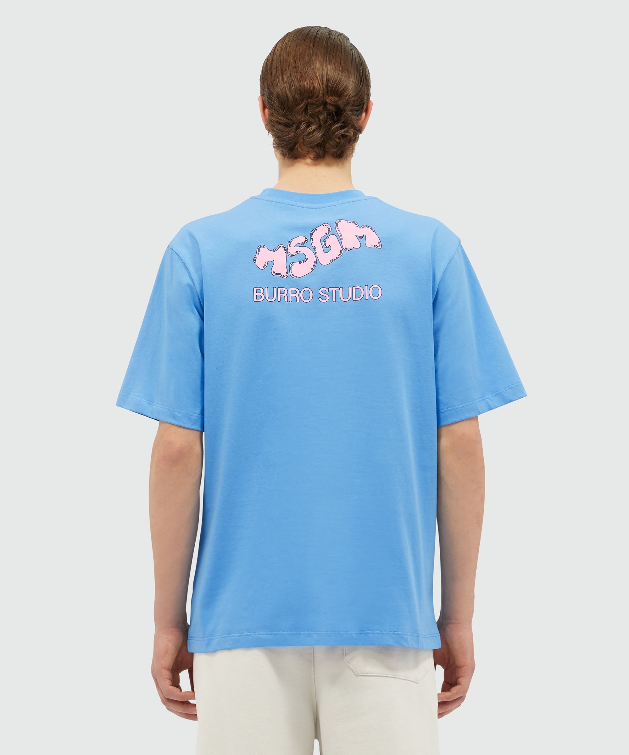 Organic cotton "Fantastic Green Burro Studio" light blue T-shirt - 3
