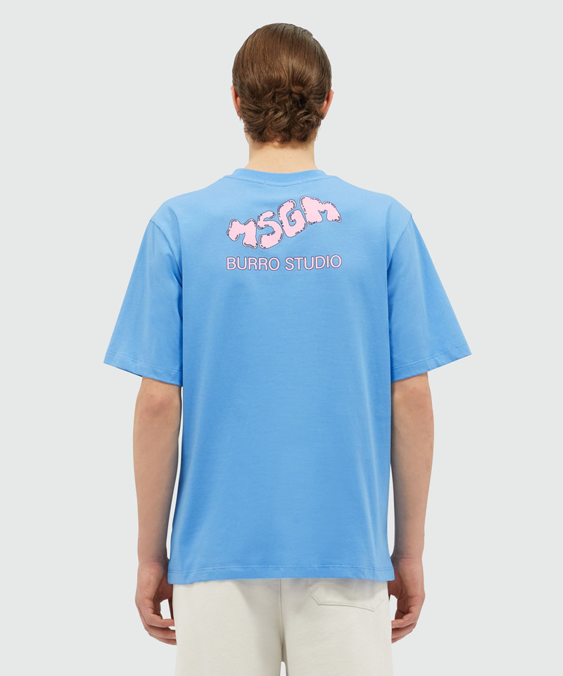 Organic cotton "Fantastic Green Burro Studio" light blue T-shirt 3