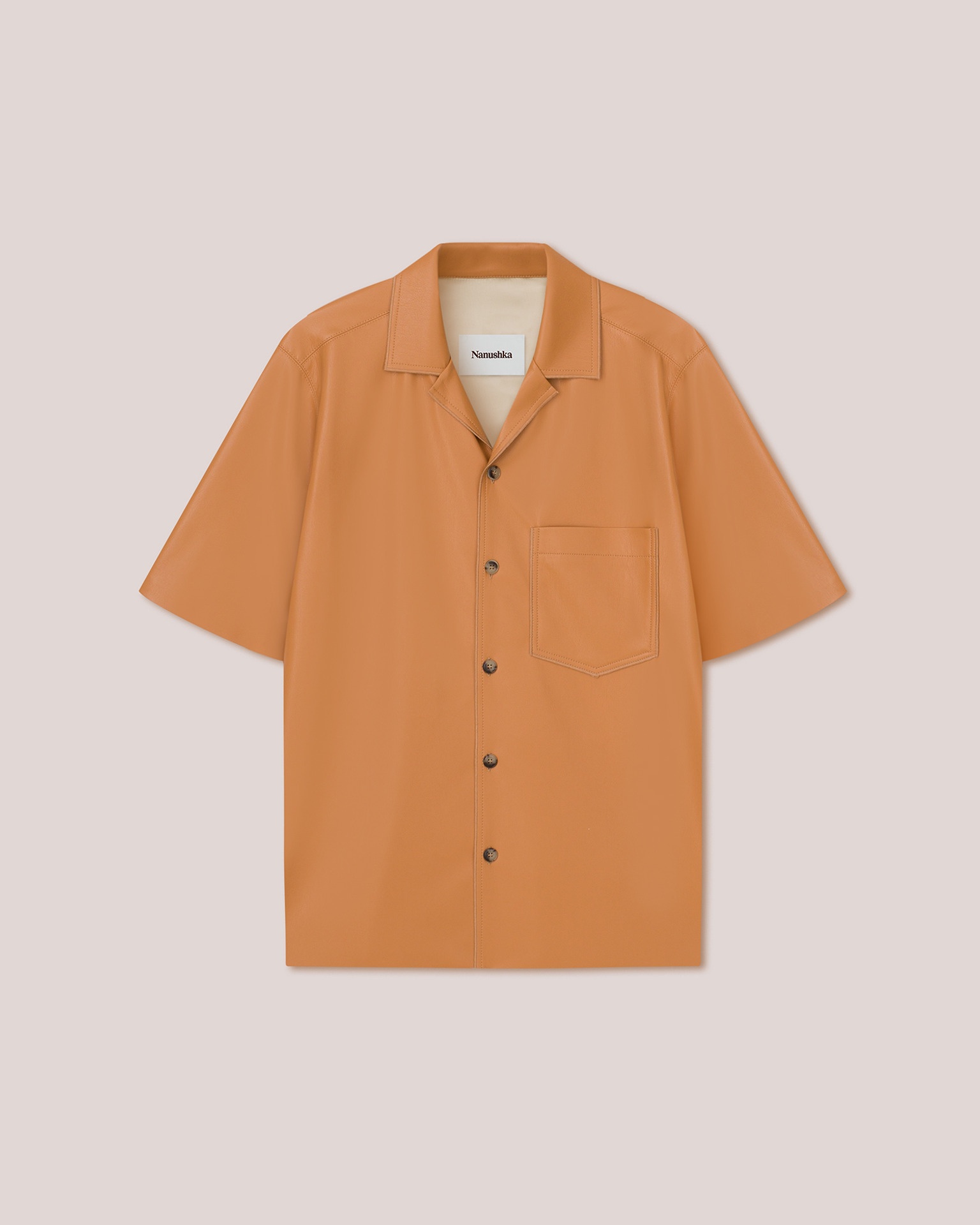 BODIL - OKOBOR™ alt-leather shirt - Tan - 1