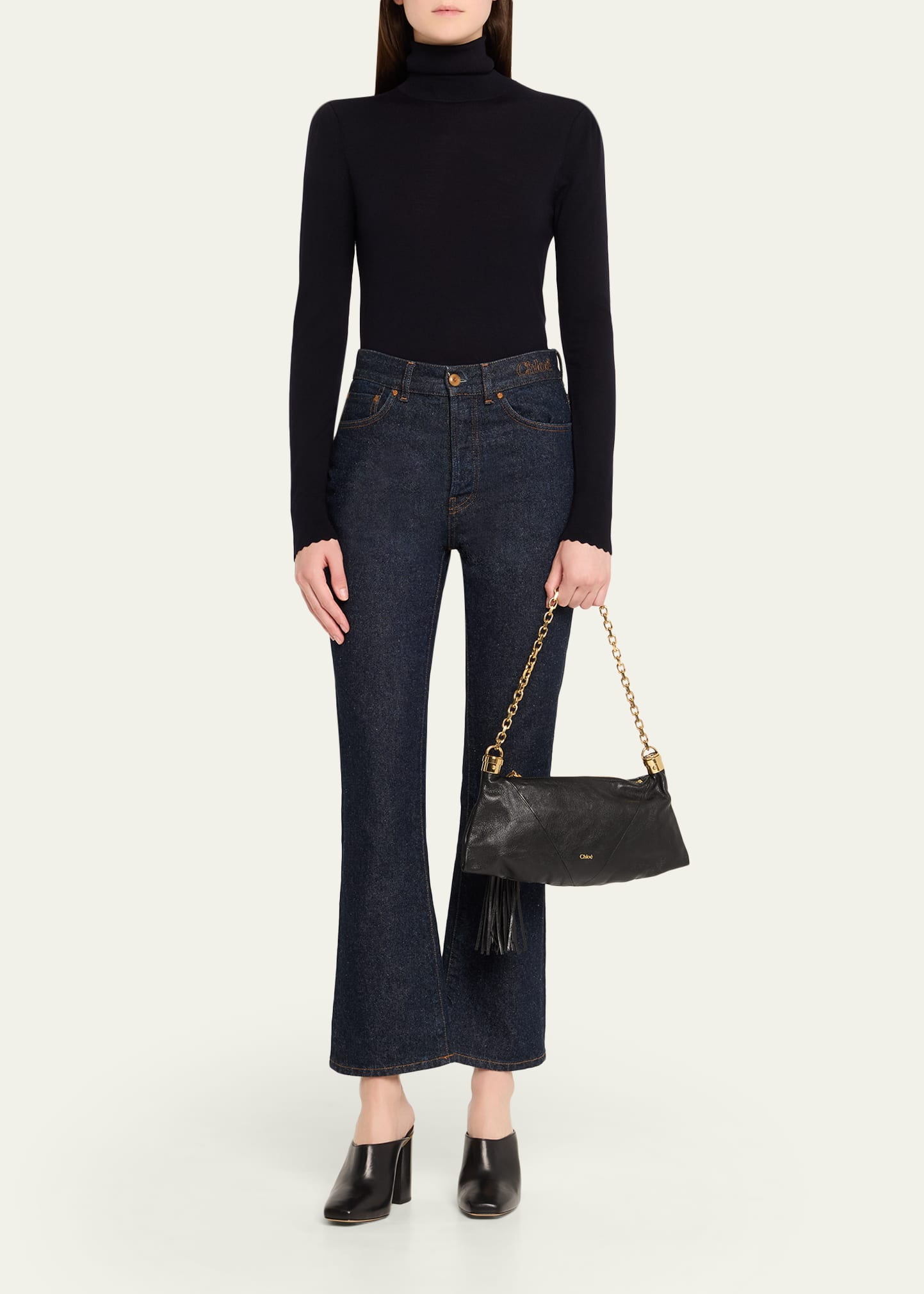 Small Foulard Tassel Shoulder Bag in Buffalo Leather - 6