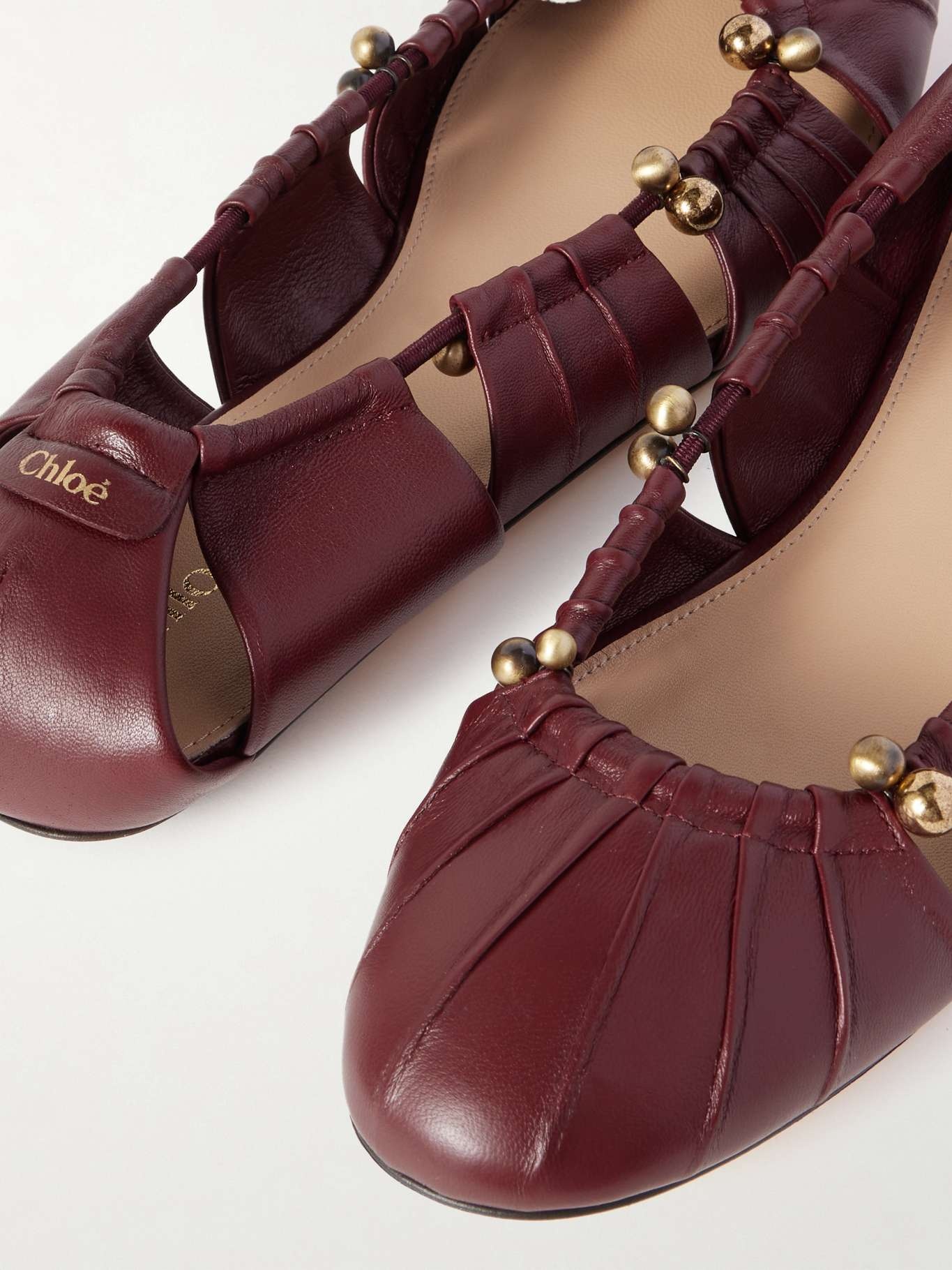 Luna cutout leather ballet flats Burgundy - 4
