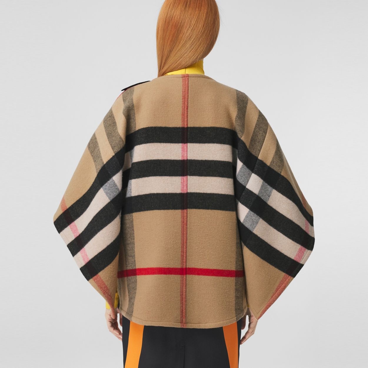 Double-faced Check Cashmere Cape - 3