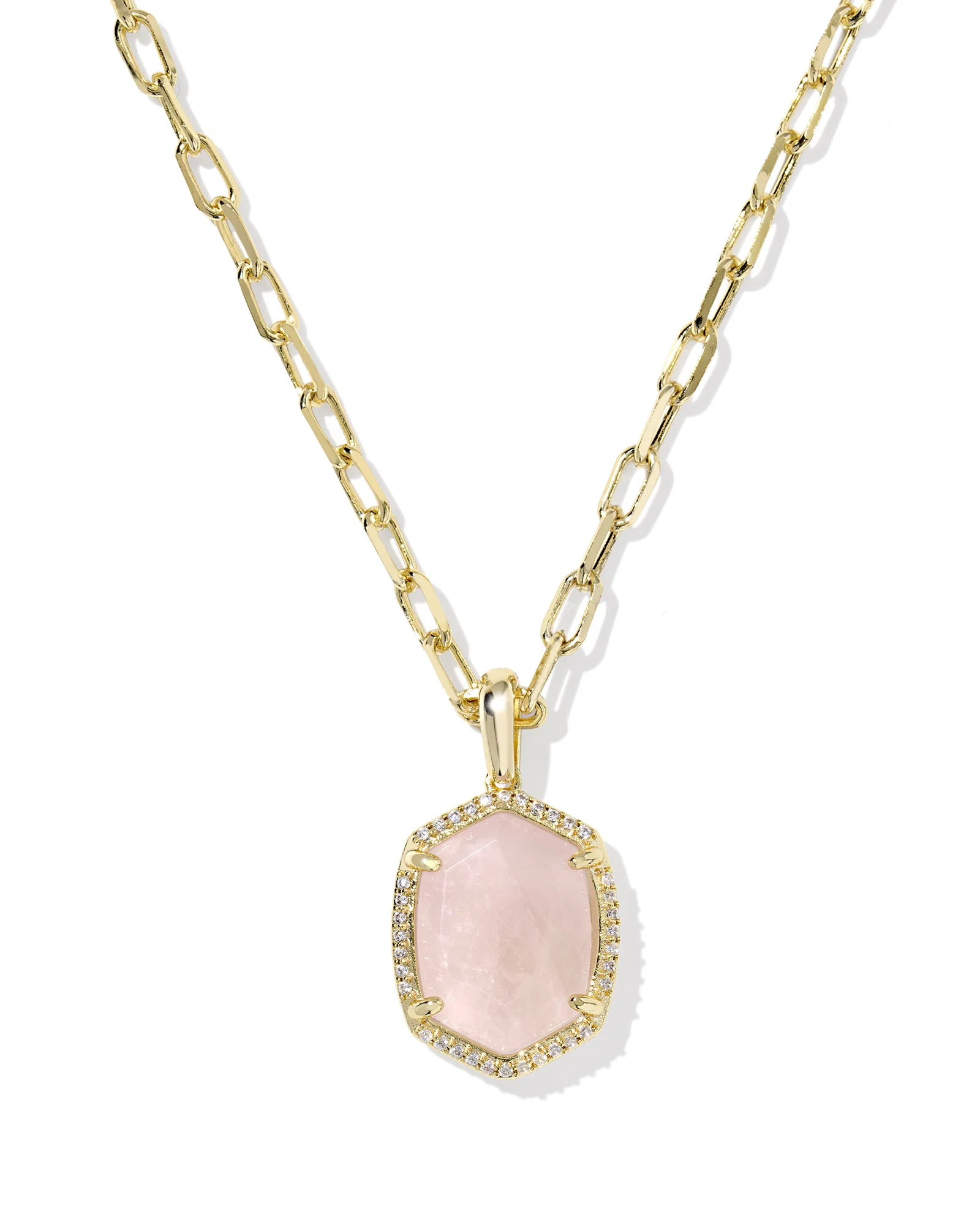 Daphne Gold Pave Frame Short Pendant Necklace - 1