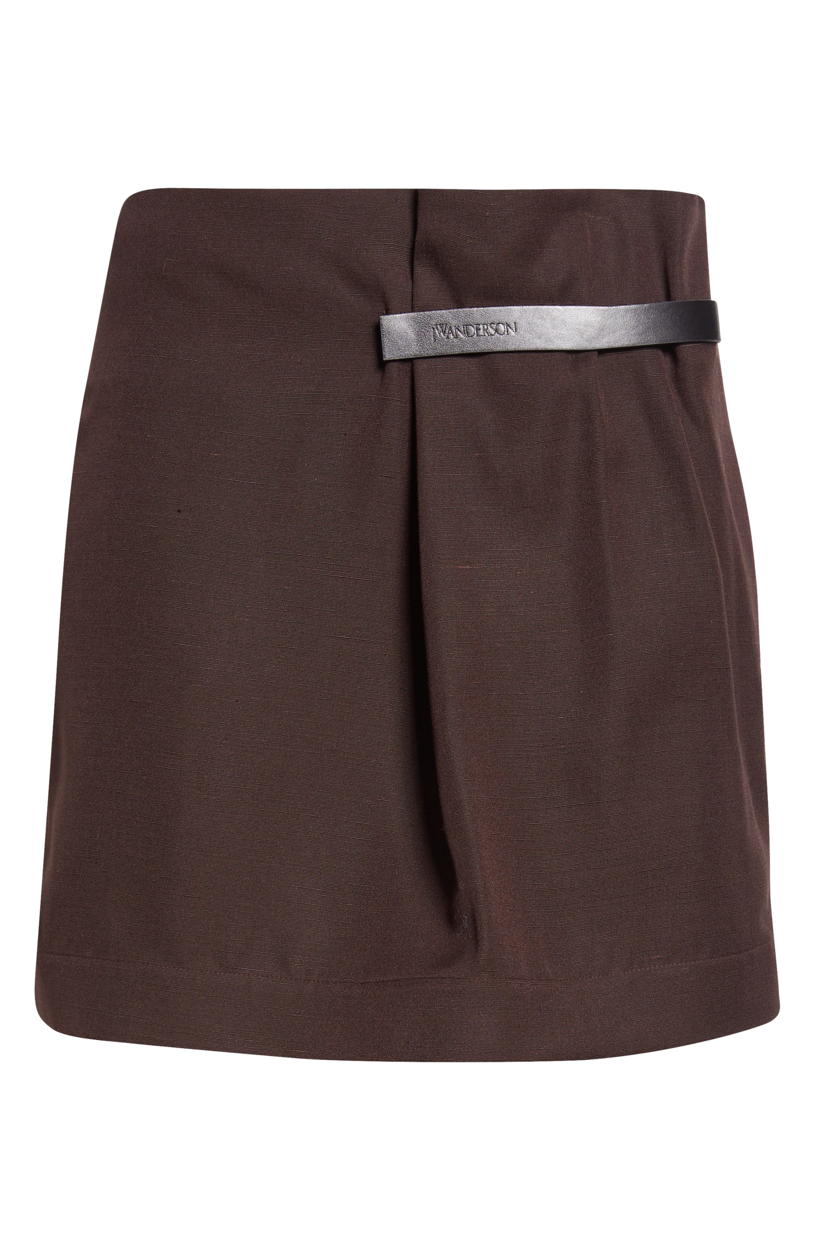 JW Anderson Leather Tab Miniskirt in 685 Dark Brown at Nordstrom - 6