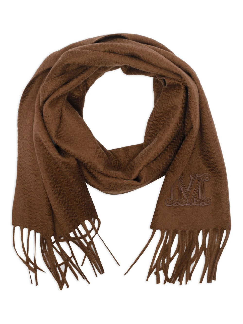 embroidered-logo fringe scarf - 3