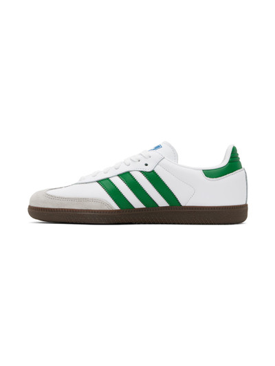 adidas Originals White & Green Samba OG Sneakers outlook