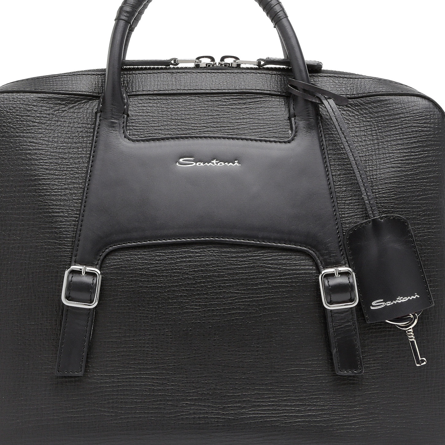 Black embossed leather briefcase - 4