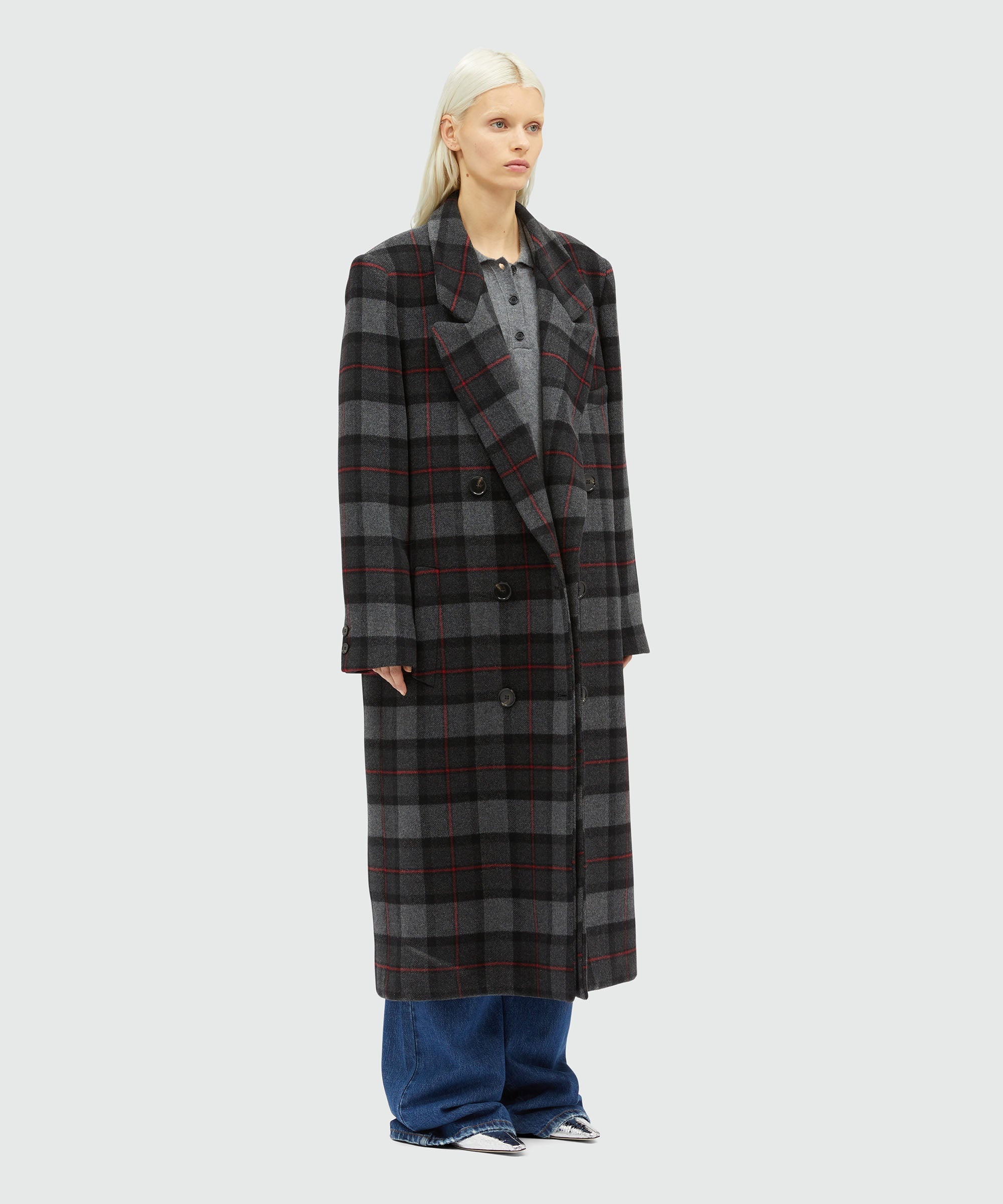 Maxi check cloth coat - 4