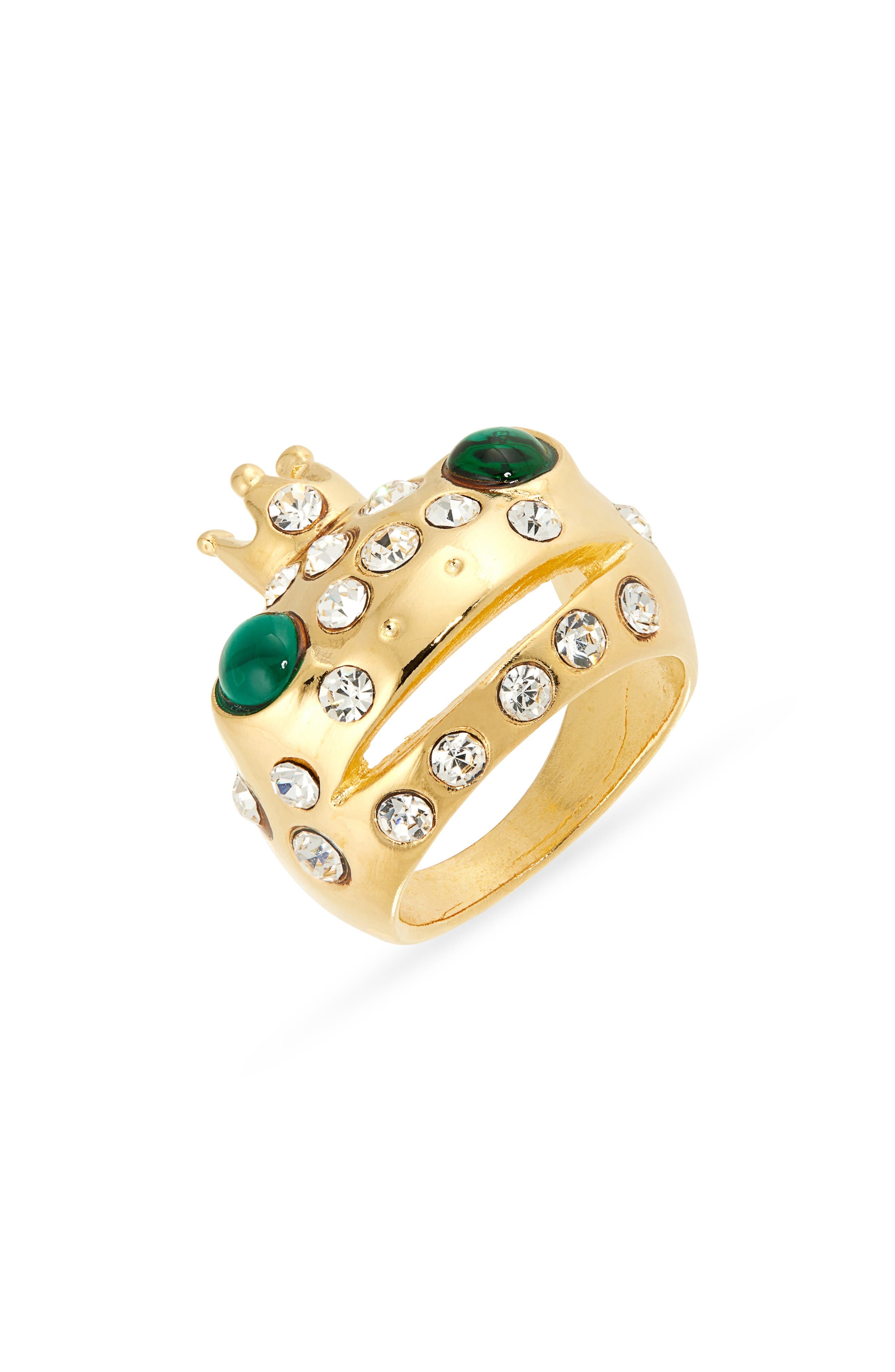 Collina Strada Frog Prince Recycled Pewter Ring in Emerald Gold Freckles at Nordstrom - 1