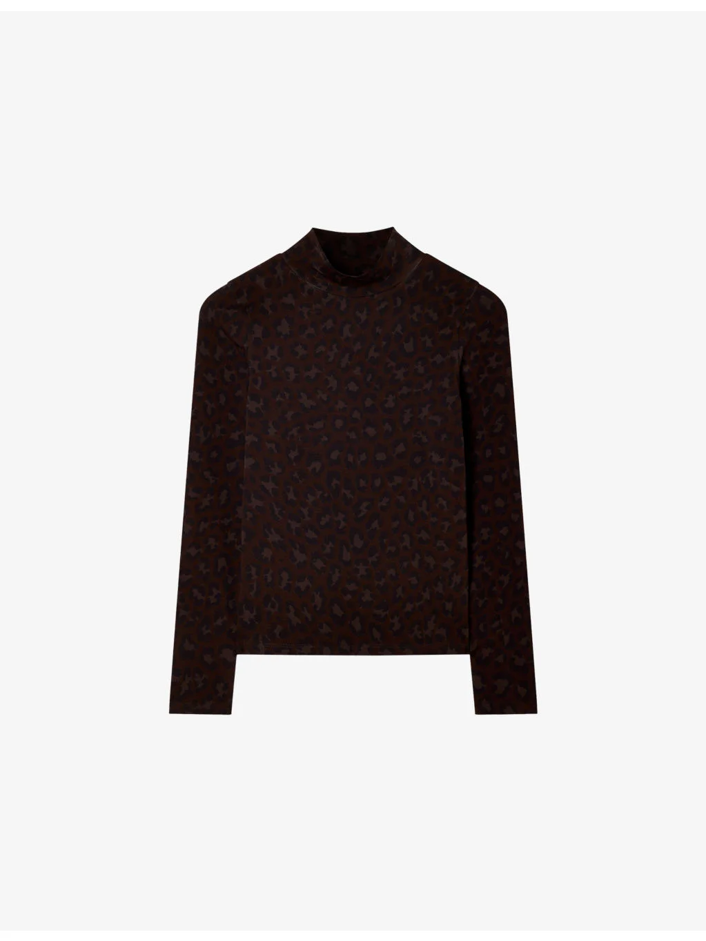 Leopard-Print High-Neck Stretch-Cotton Top - 1