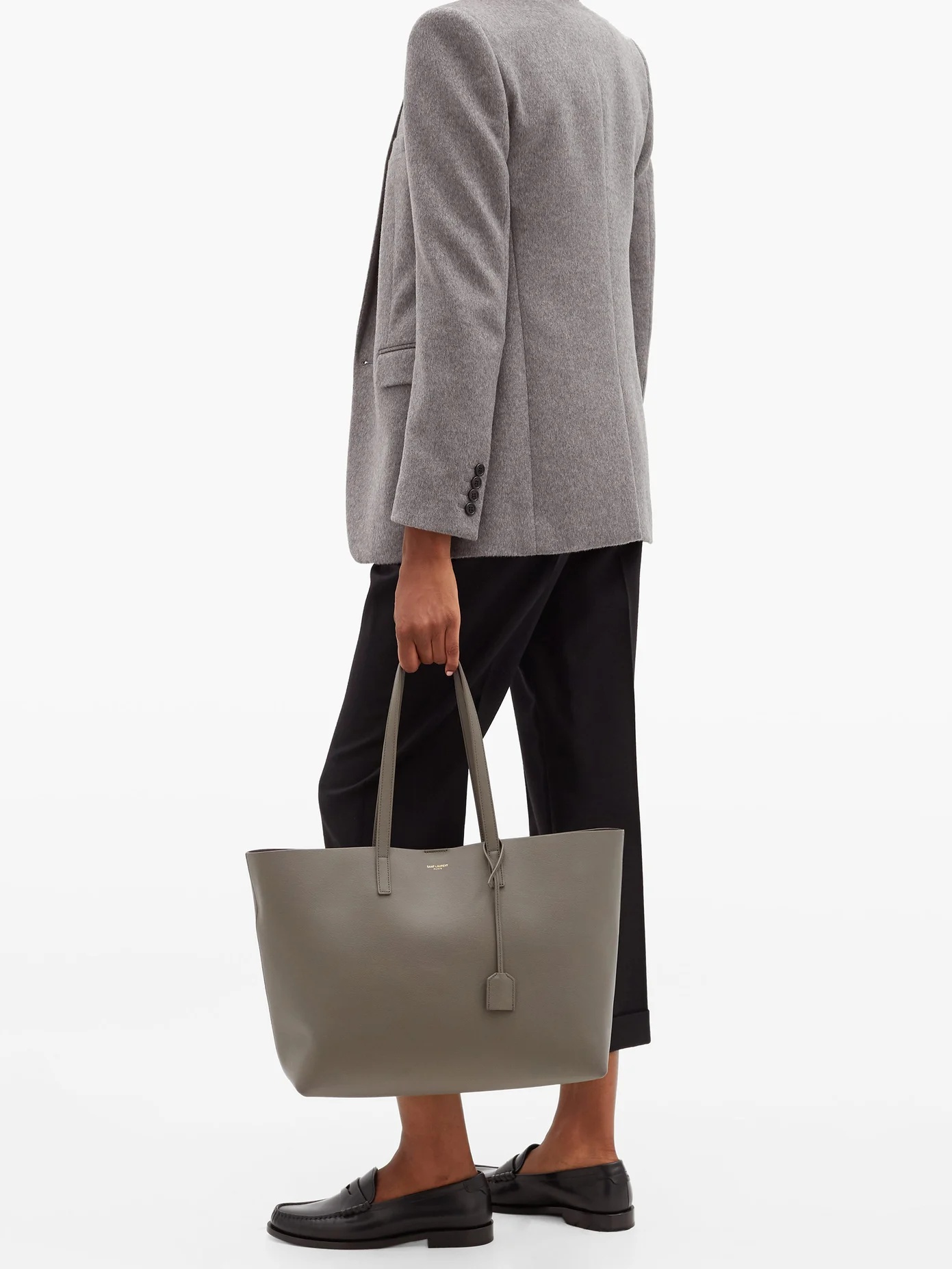 Shopping grained-leather tote bag - 3