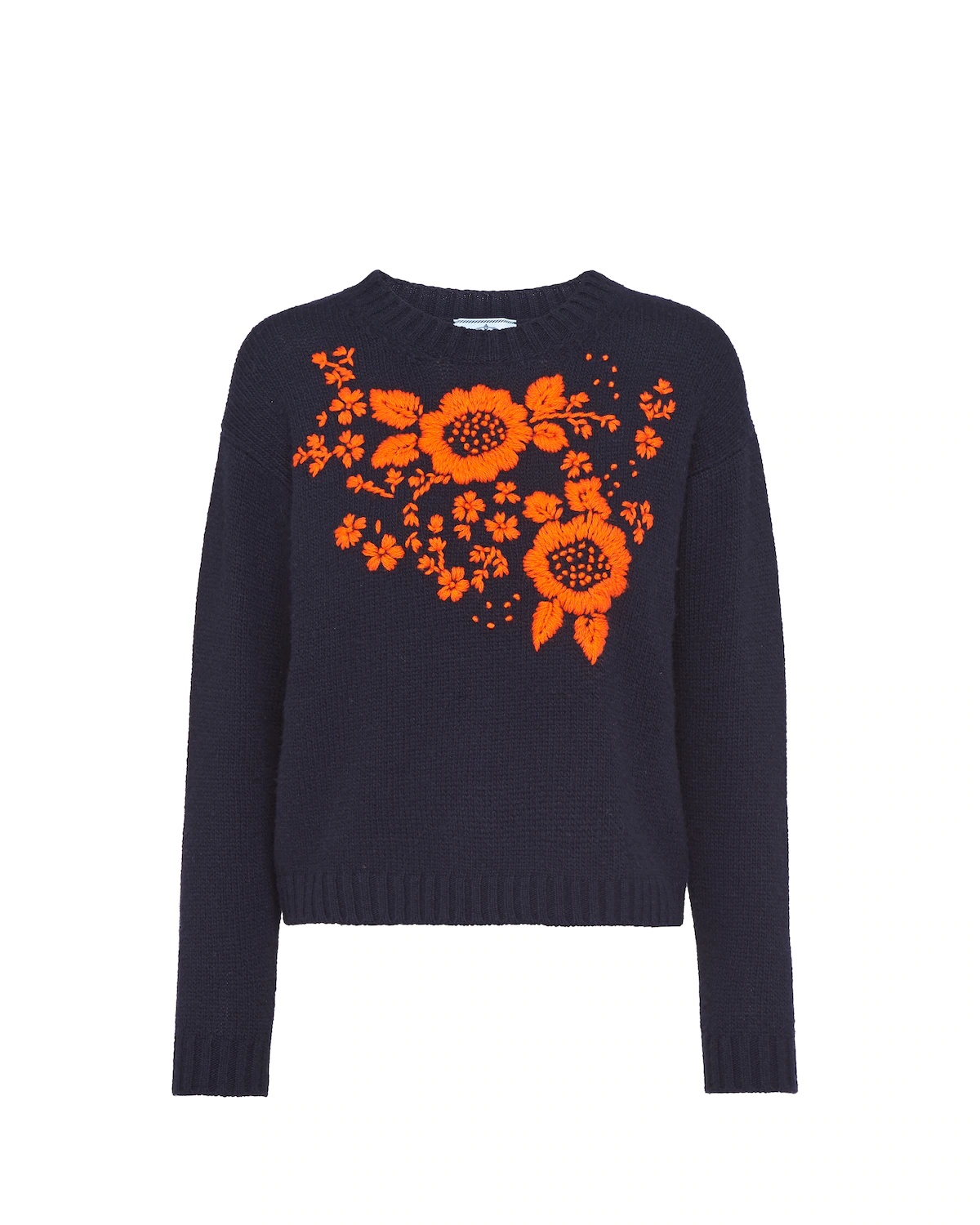 Embroidered wool and cashmere crew-neck sweater - 1