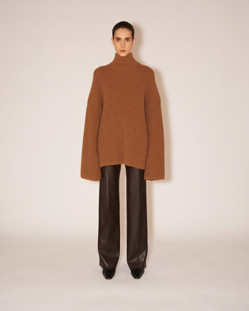 YANA - Ribbed alpaca turtleneck sweater - Camel 3